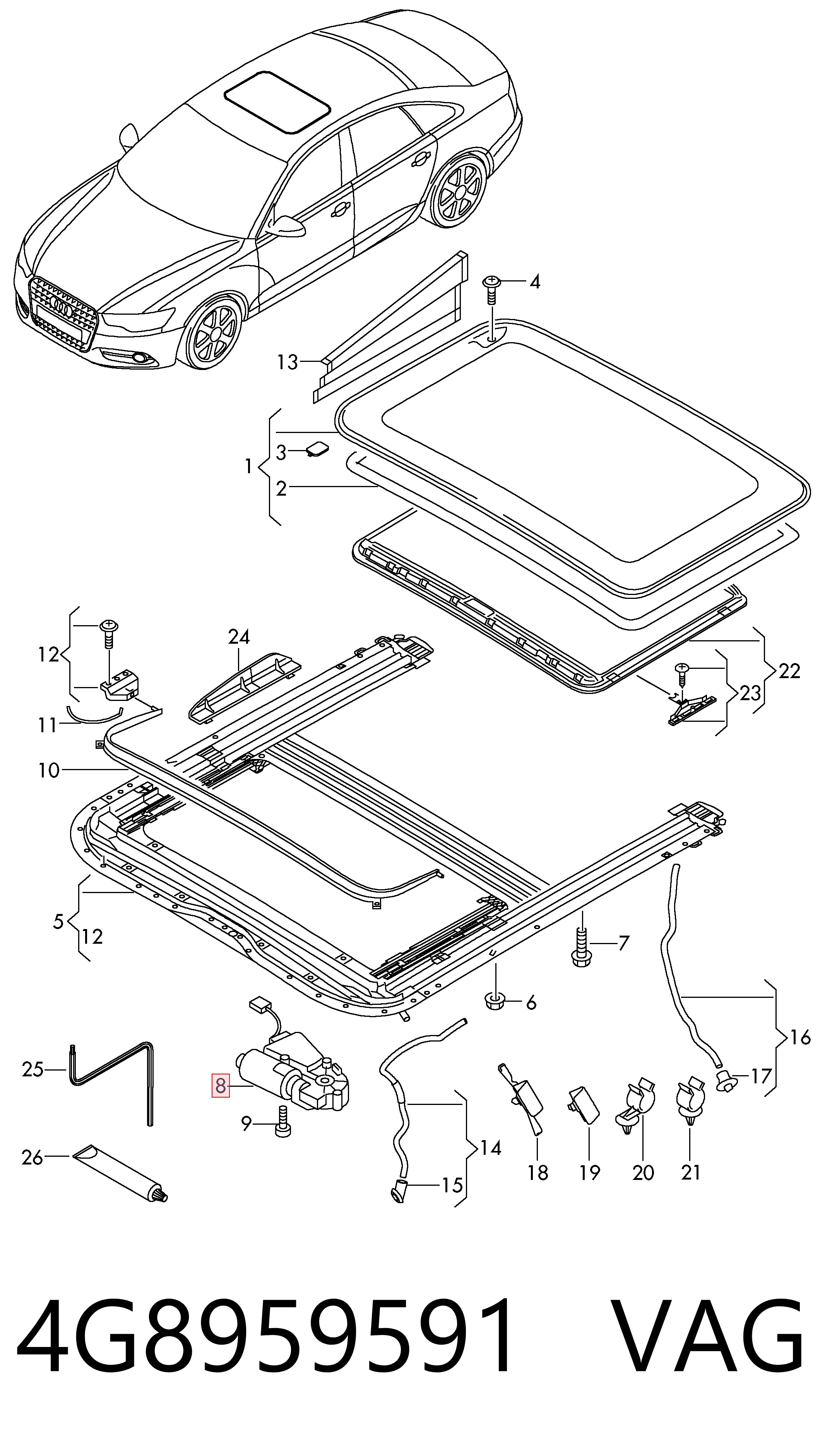4G8959591 VAG Мотор привода люка