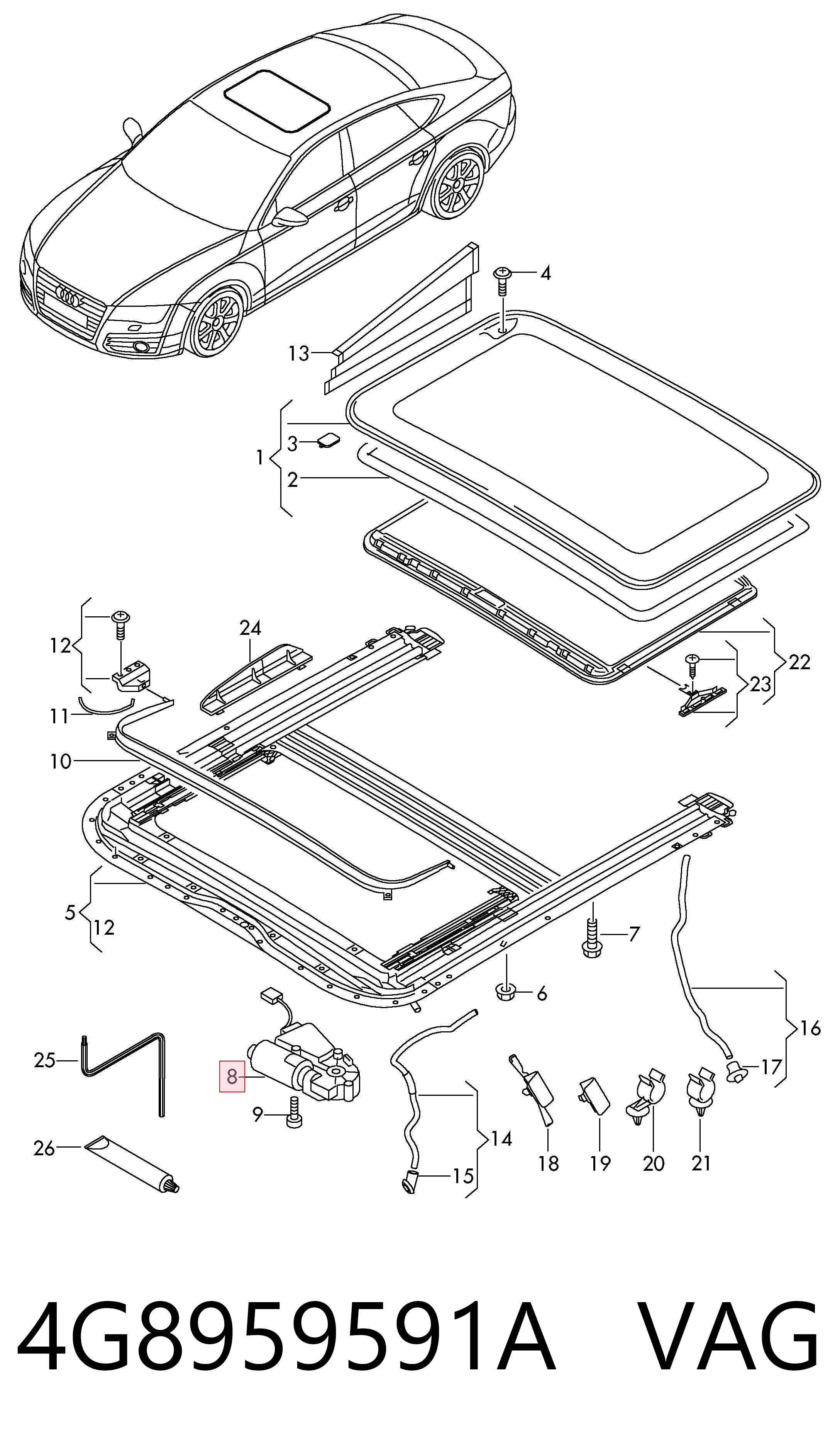 4G8959591A VAG Мотор привода люка