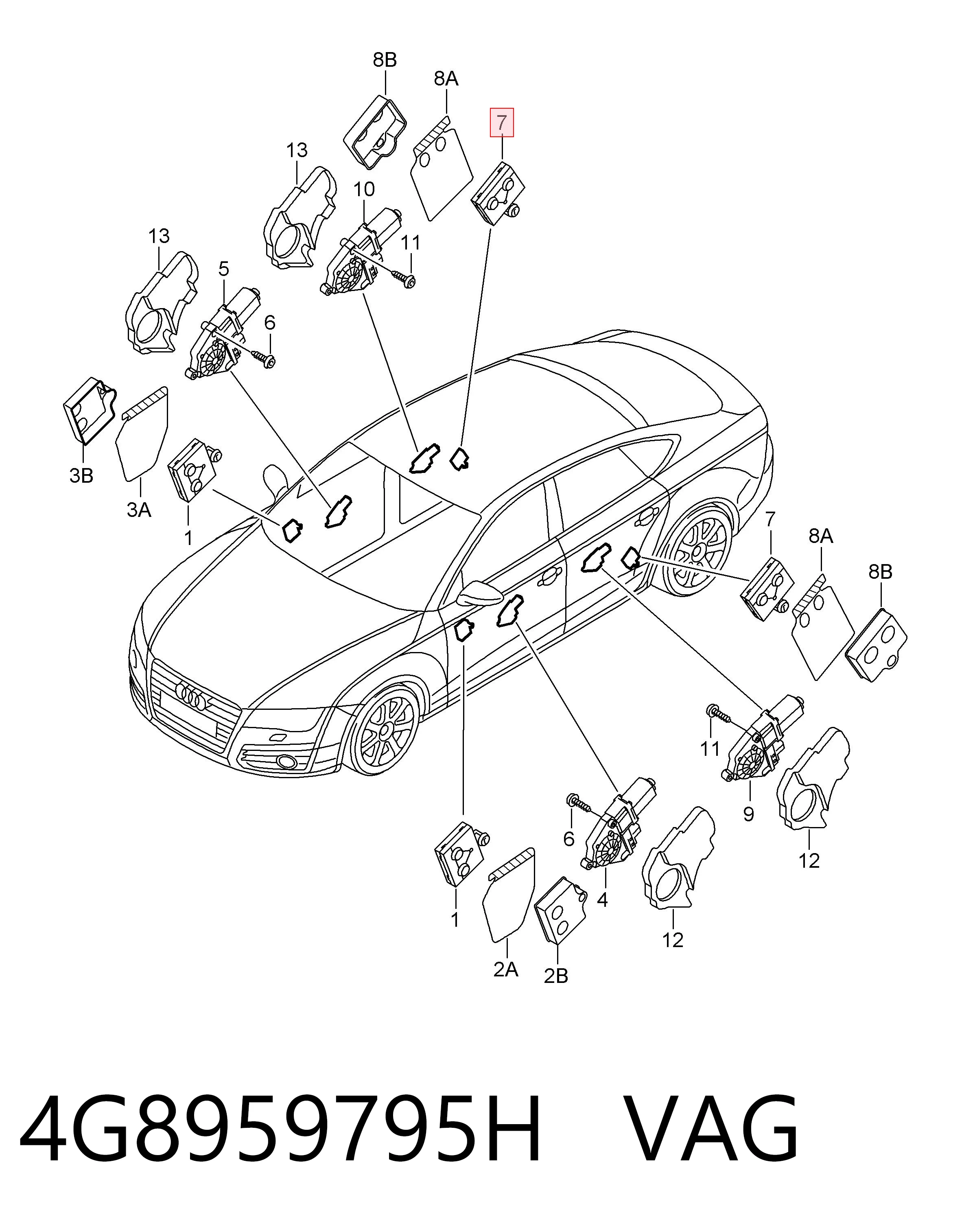 4G8959795H VAG Блок комфорта задней двери