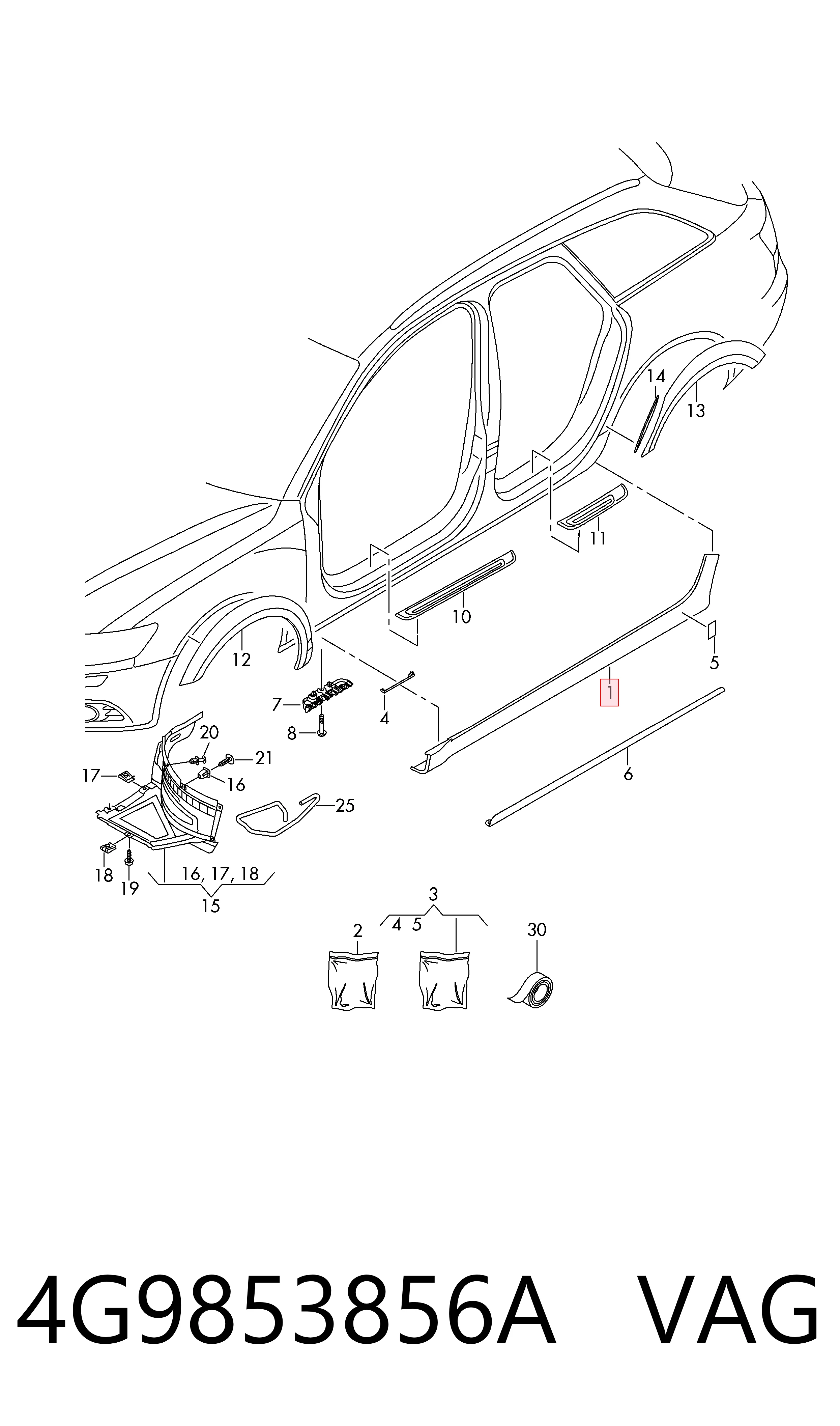 4G9853856A VAG Накладки на внутренние пороги