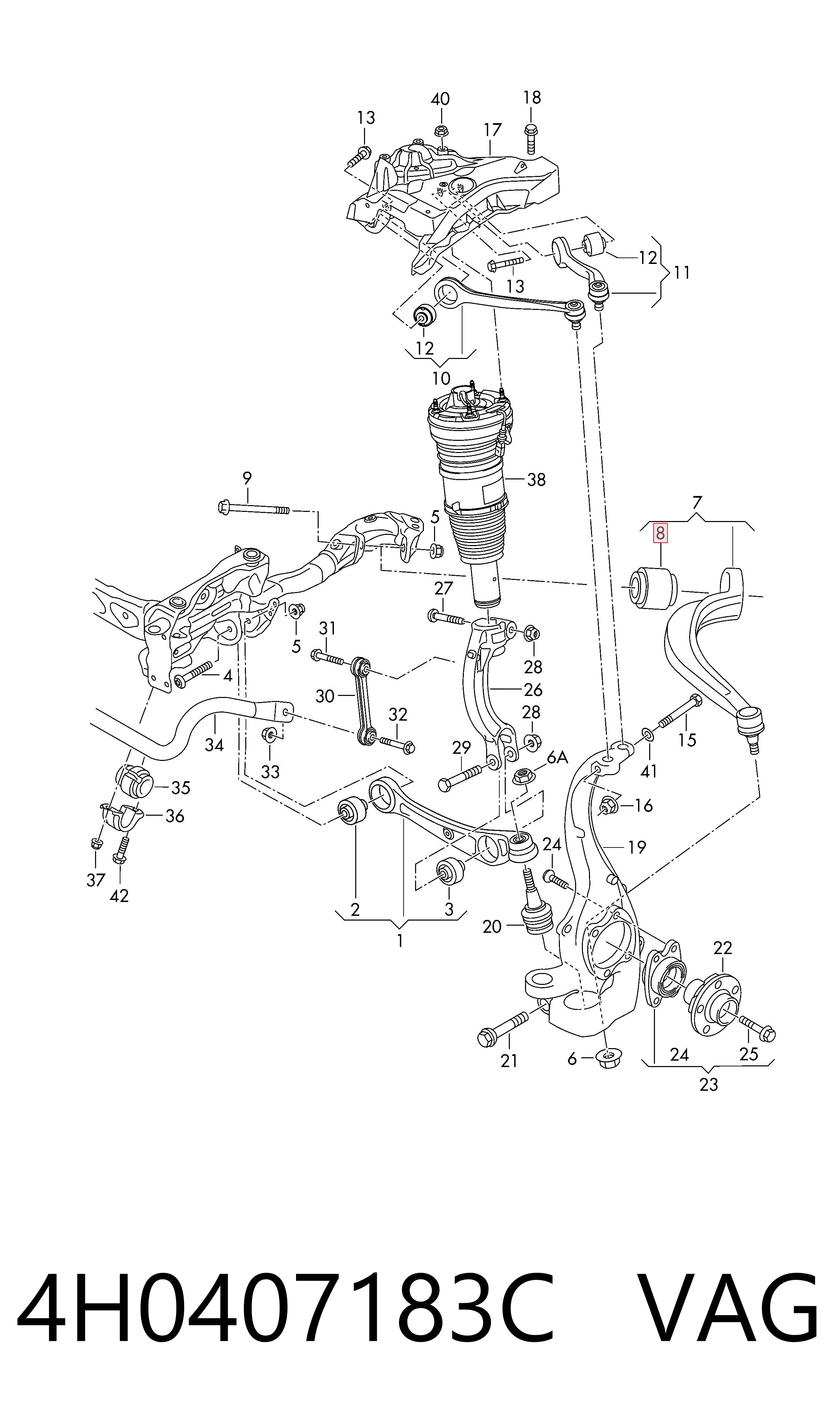 Сайлентблок передней подвески VAG 4H0407183C цена, от 101.25 USD