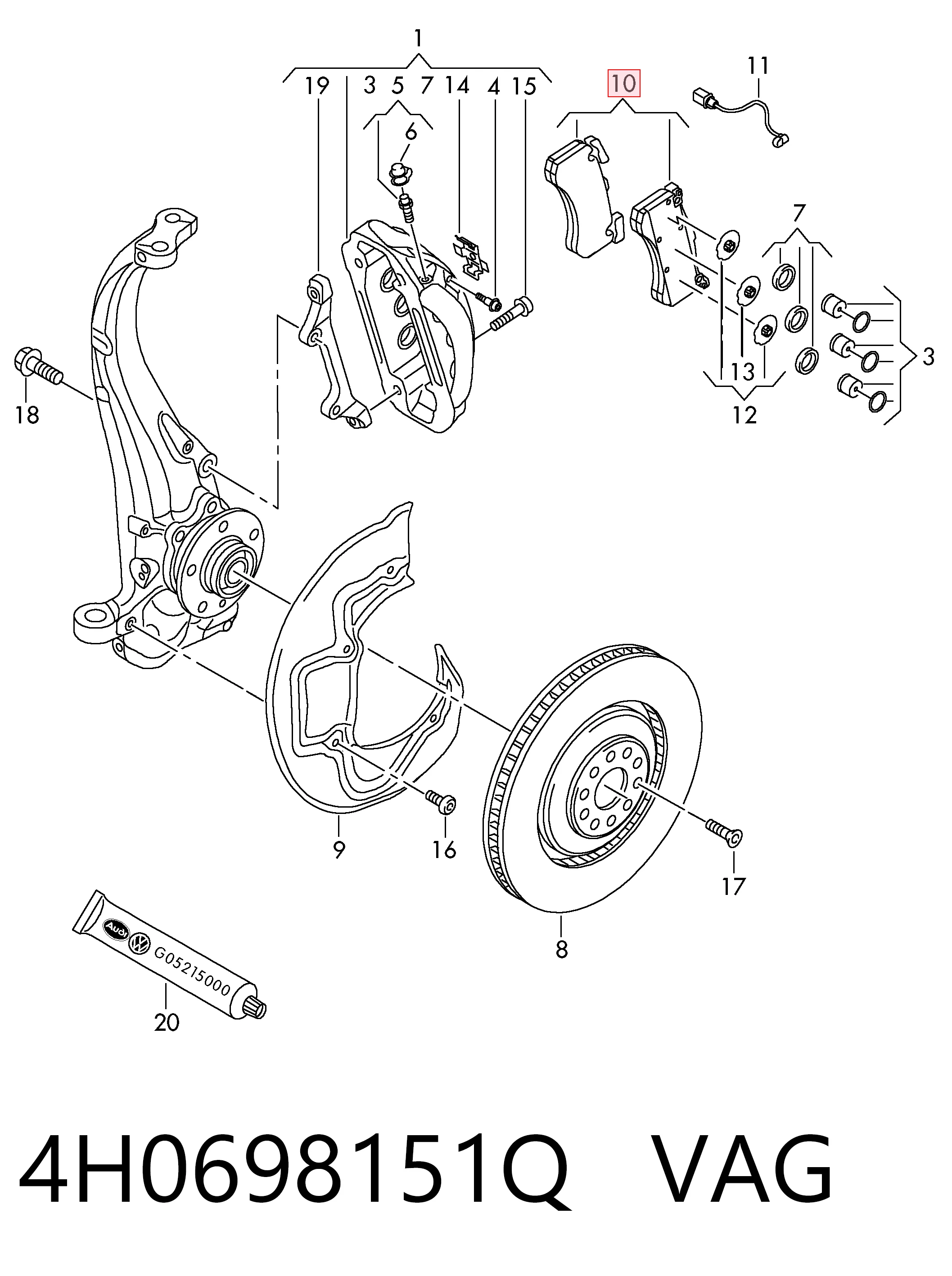 4H0698151Q VAG Колодки передние