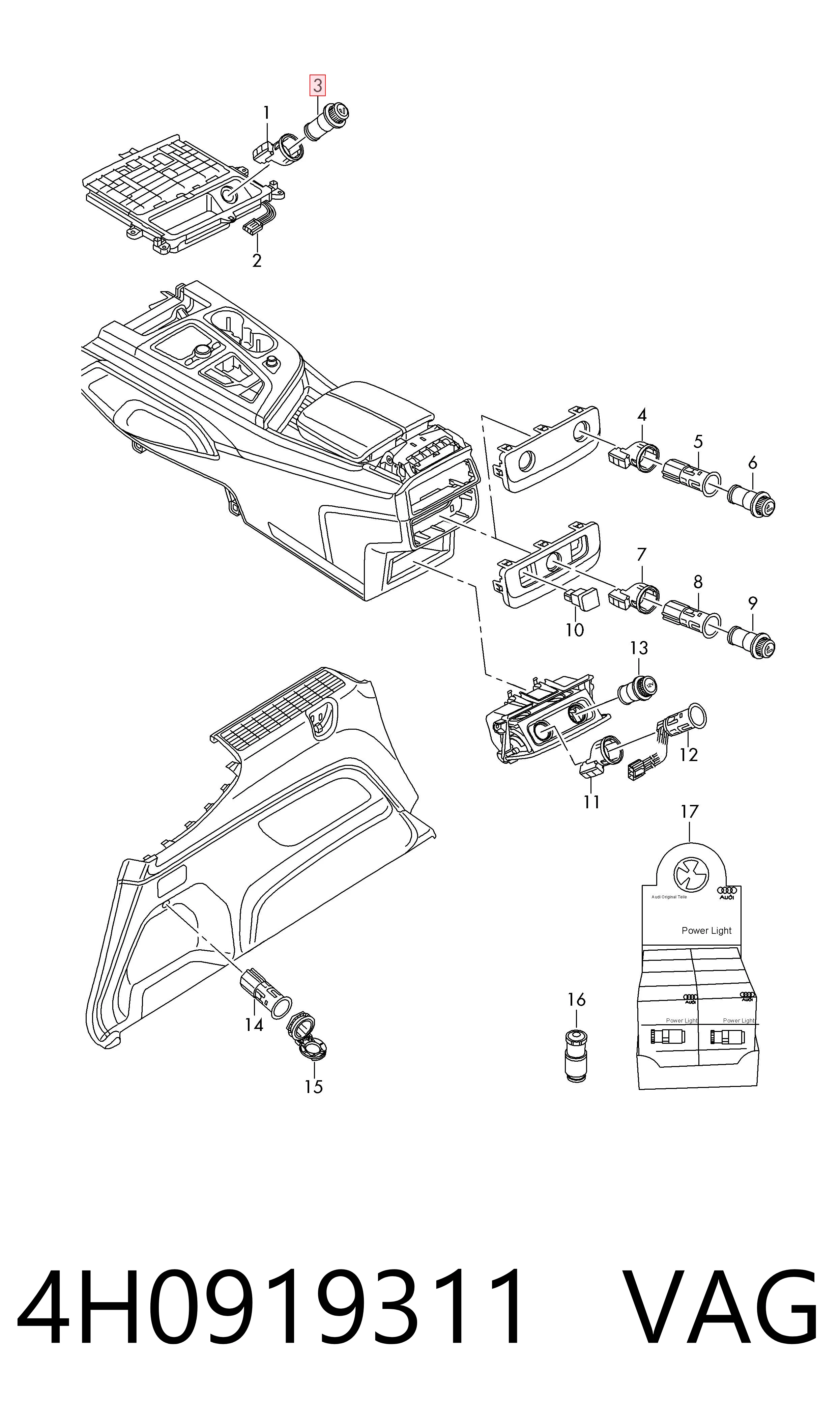 Прикуриватель в сборе на Audi A6 C7 4G2, 4GC