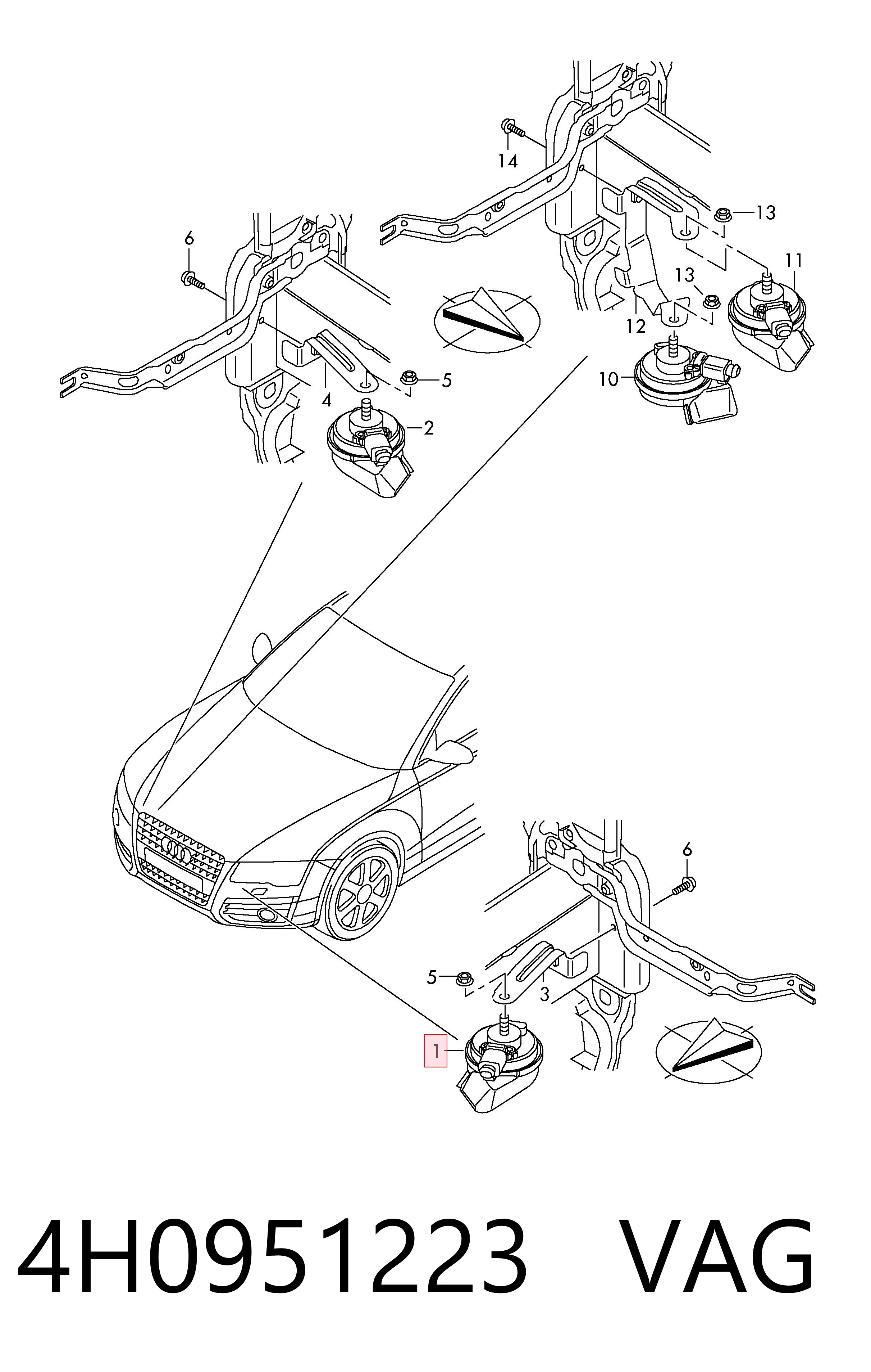 Клаксон на Audi A6 C7 4G2, 4GC