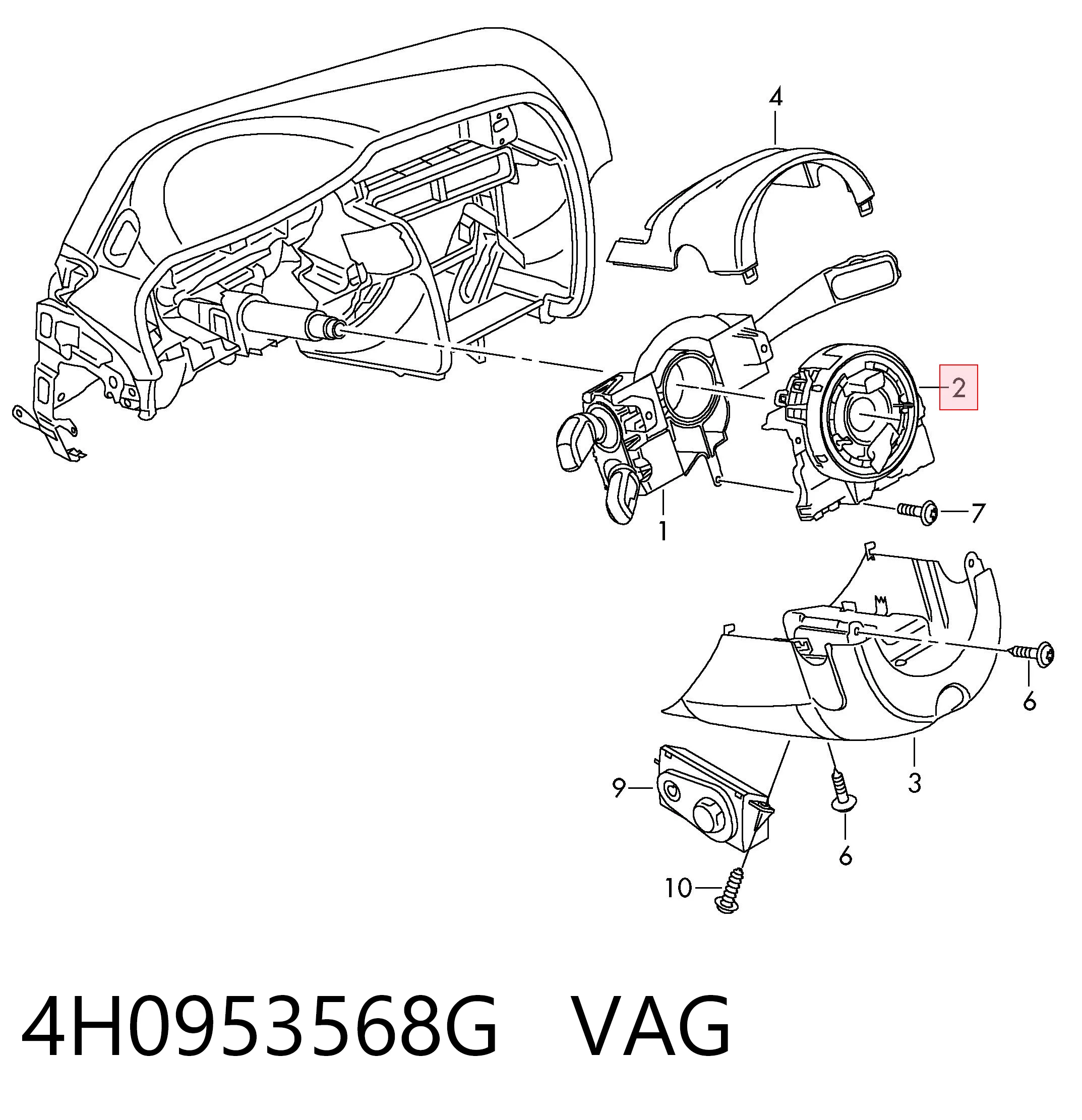 Купить Шлейф руля Ауди А7 Sportback 4GA, 4GF
