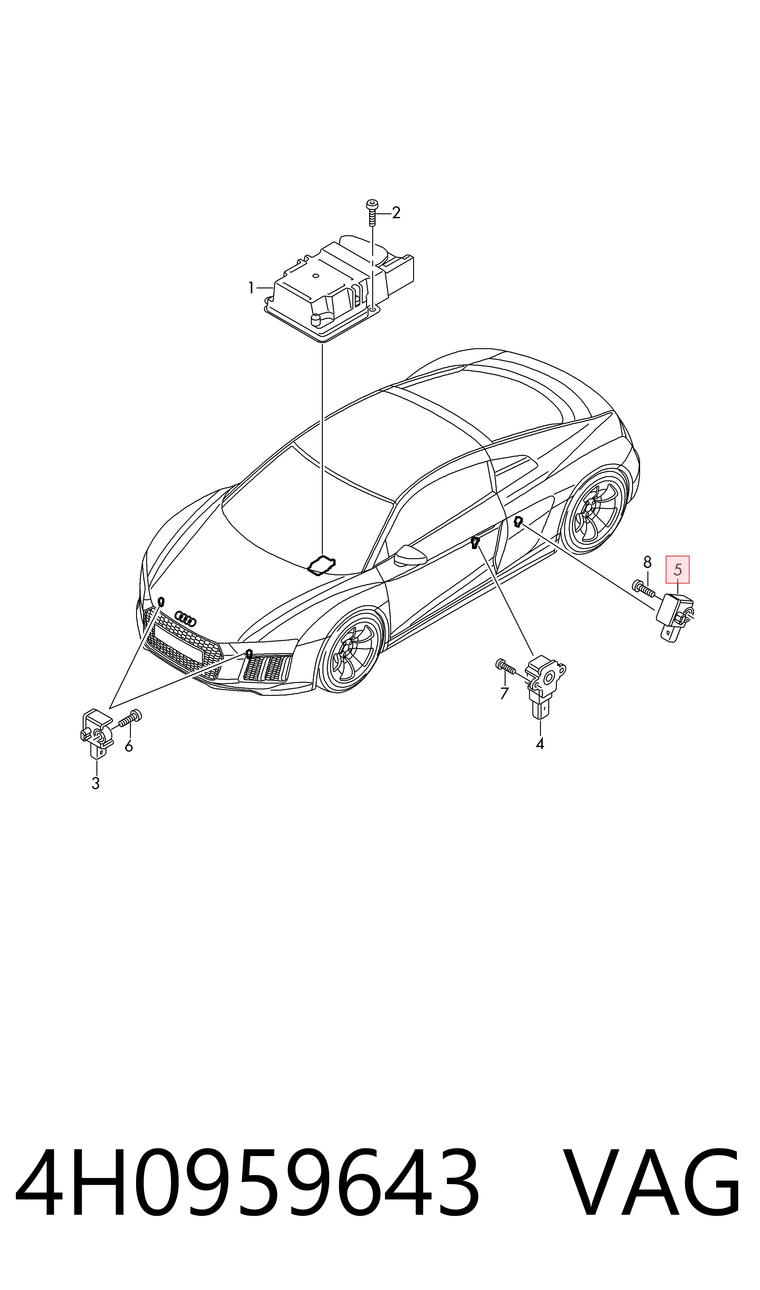 4H0959643 VAG Датчик AIRBAG передний