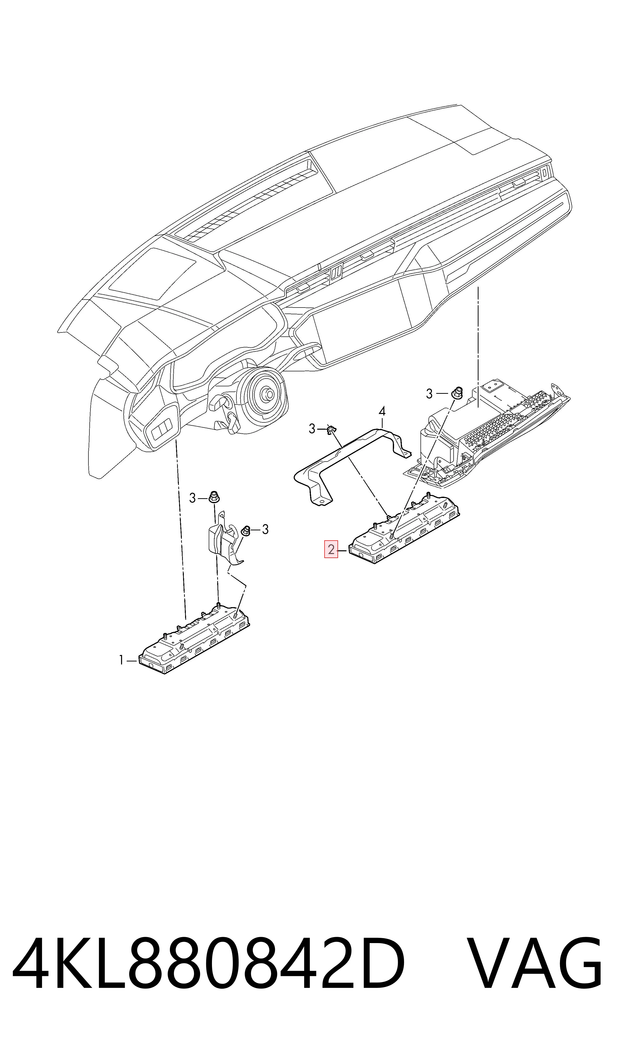 4KL880842D VAG Подушка безопасности (AIRBAG) пассажирская, защиты коленей