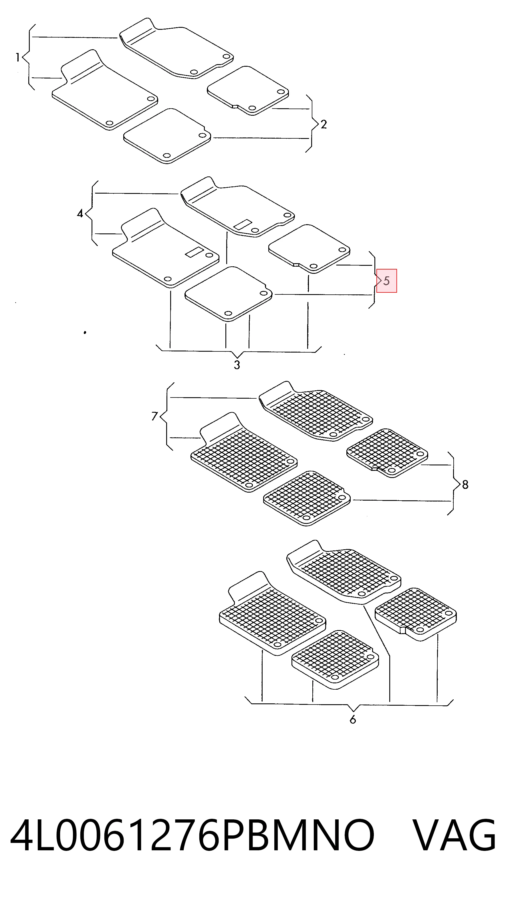 4L0061276PBMNO VAG Комплект ковров