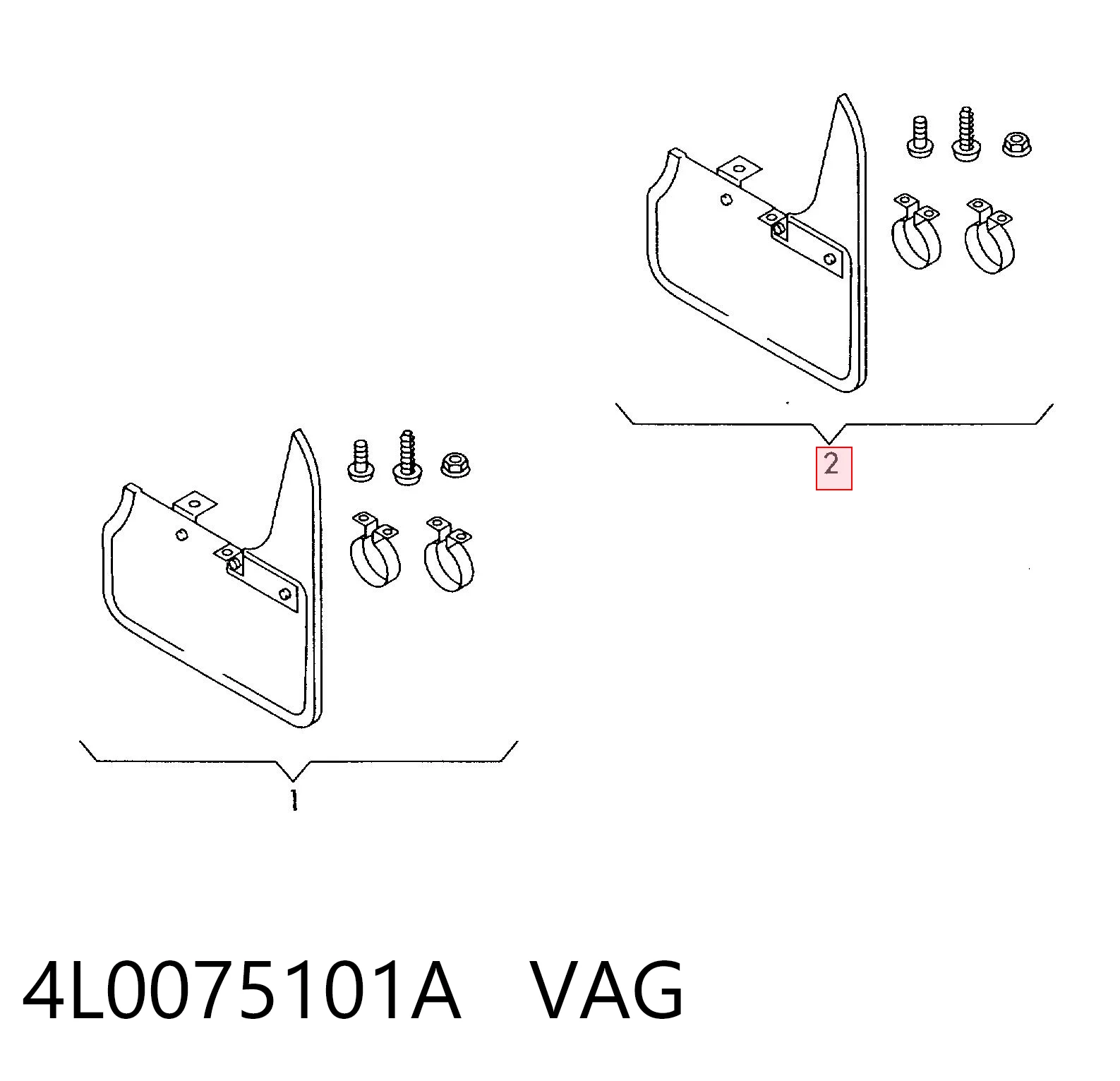 4L0075101A VAG Брызговики задние, комплект