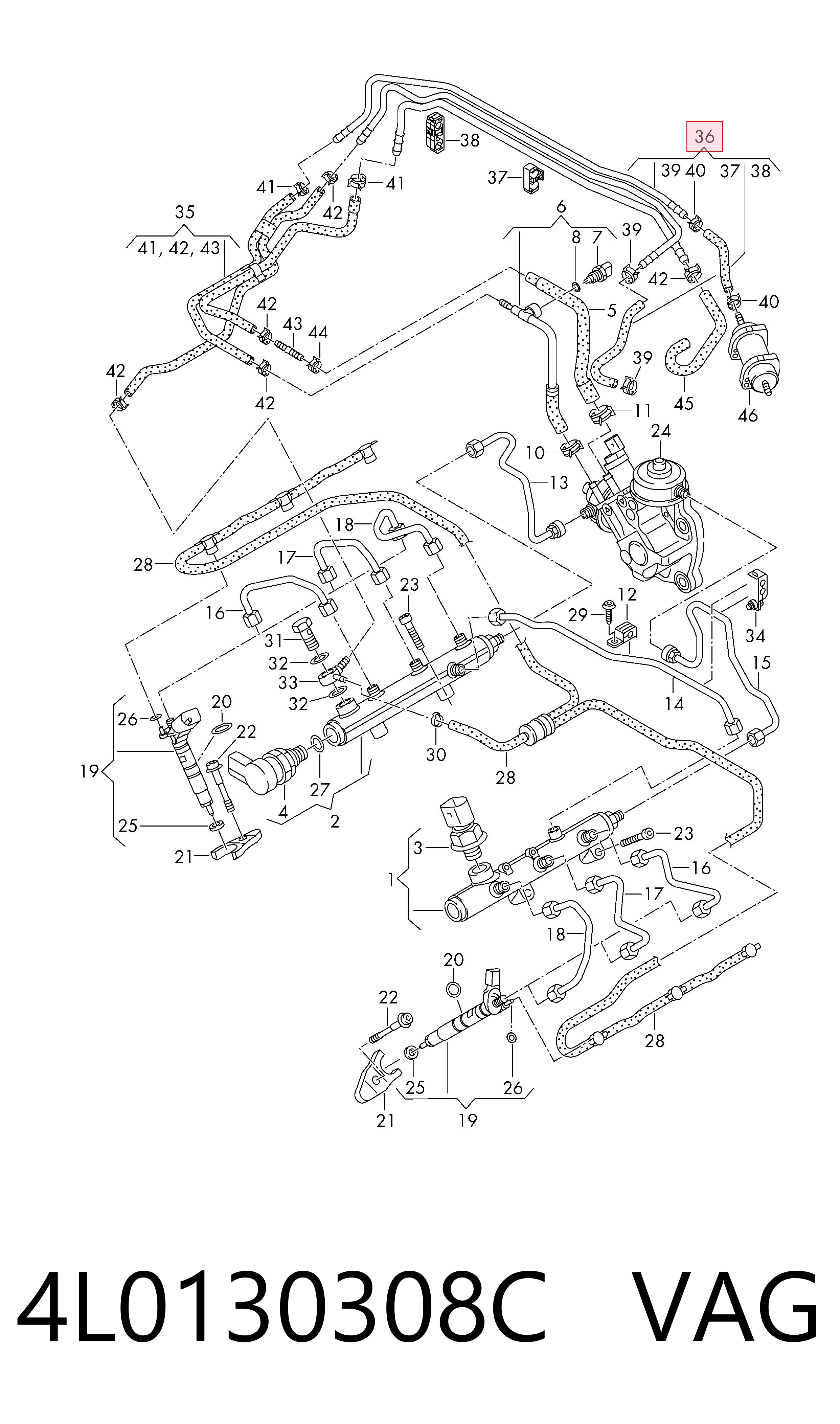 4L0130308C VAG Трубка топливная 