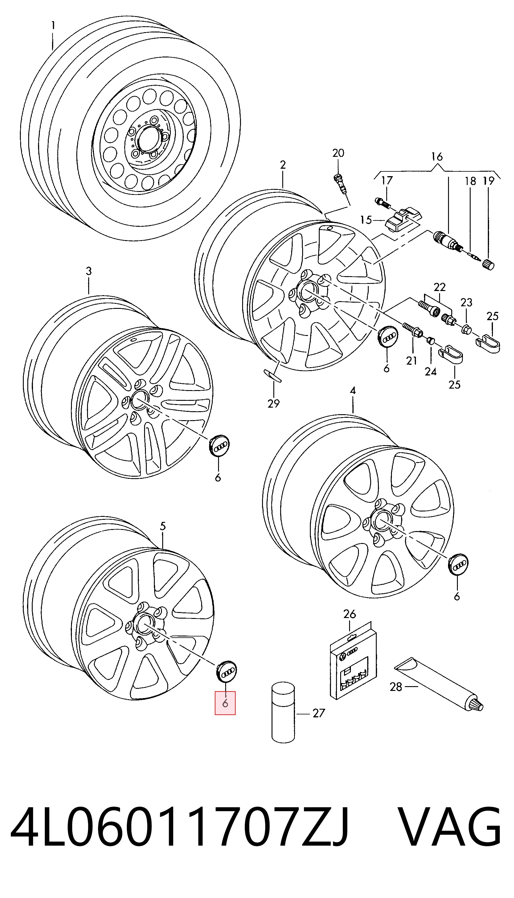 4L06011707ZJ VAG Колпаки на диски