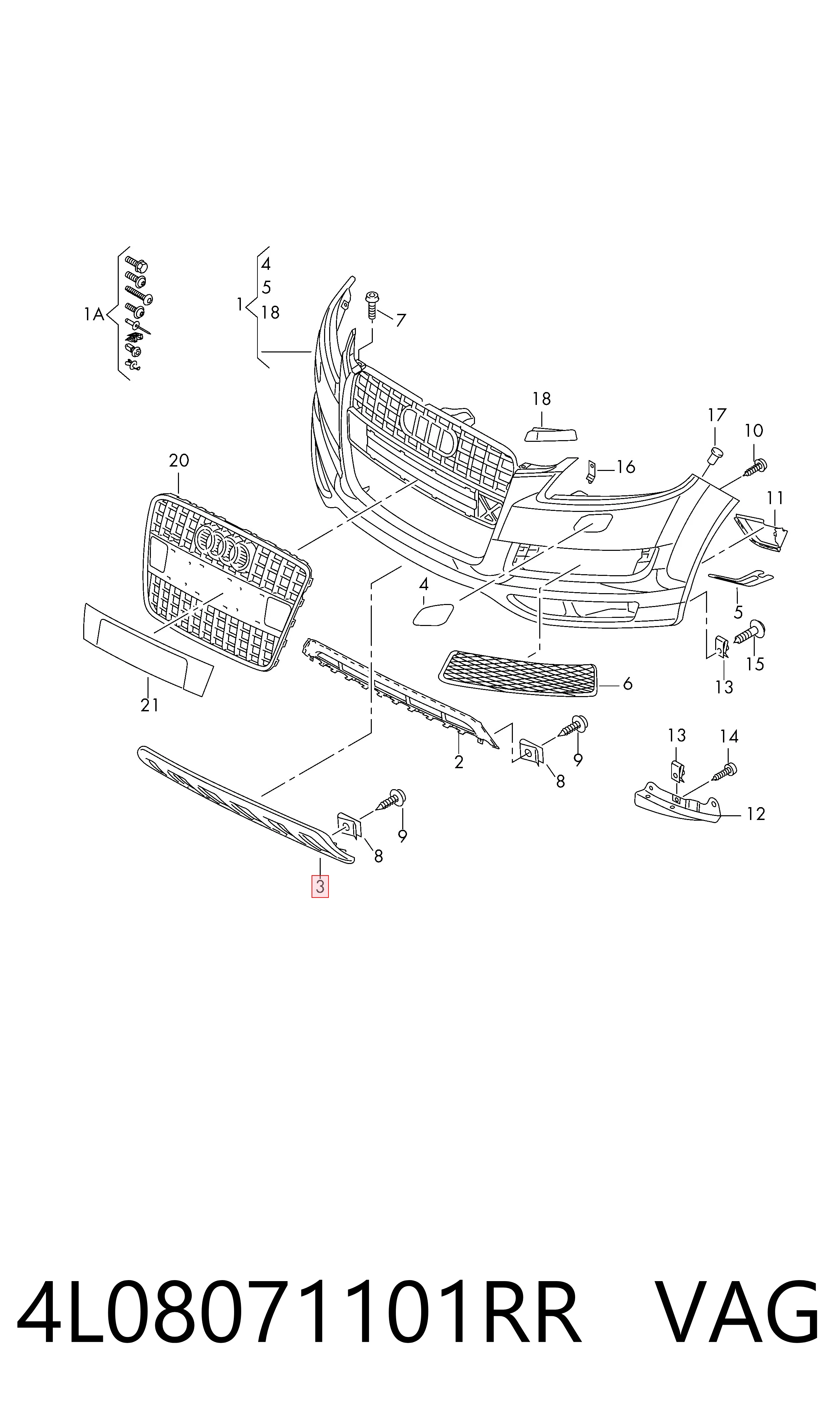 4L08071101RR VAG Губа переднего бампера