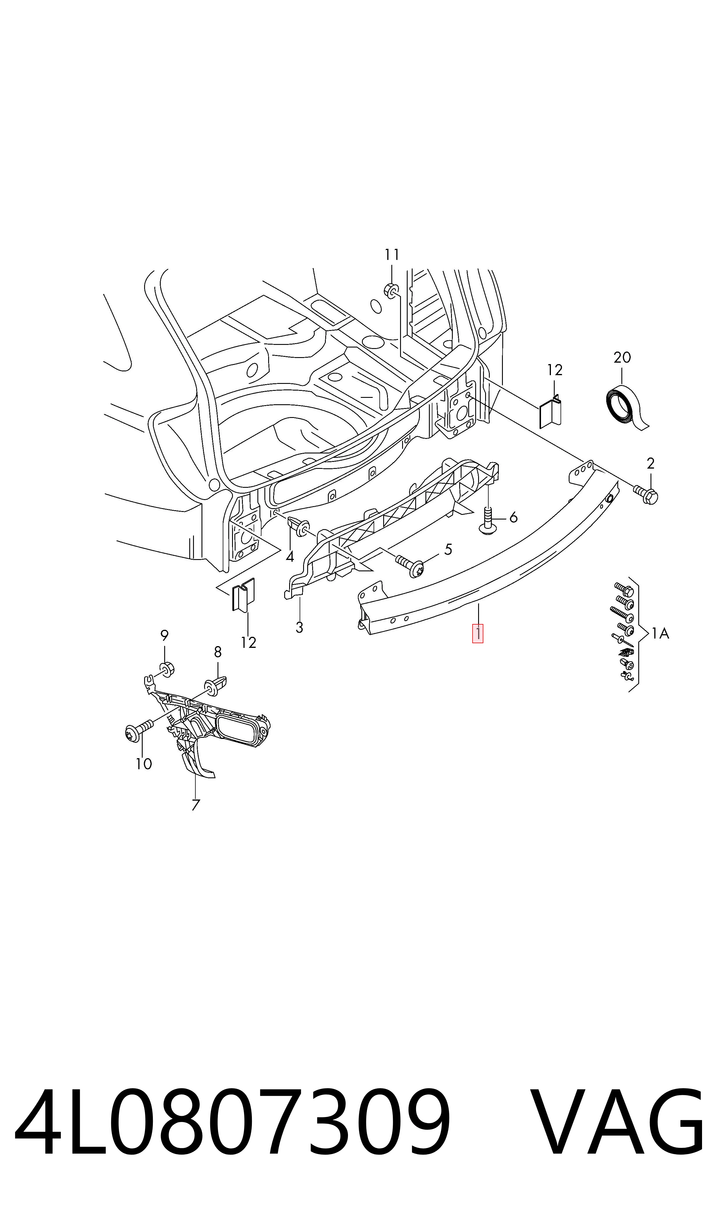 Балка бампера заднего Audi Q7 внедорожник (4LB) (2006 - 2016) цена, от 25.34 USD