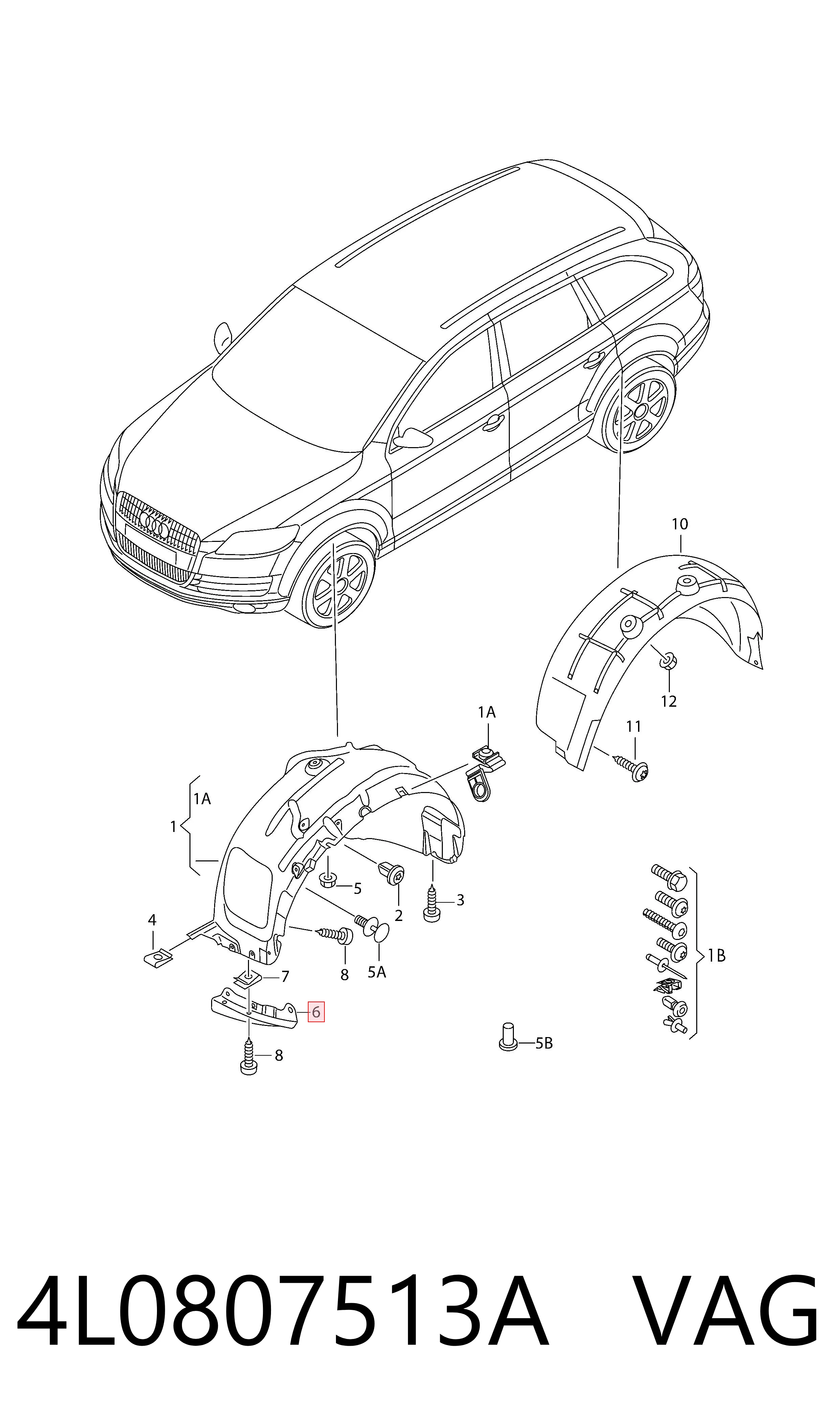 4L0807513A VAG Спойлер переднего бампера левый