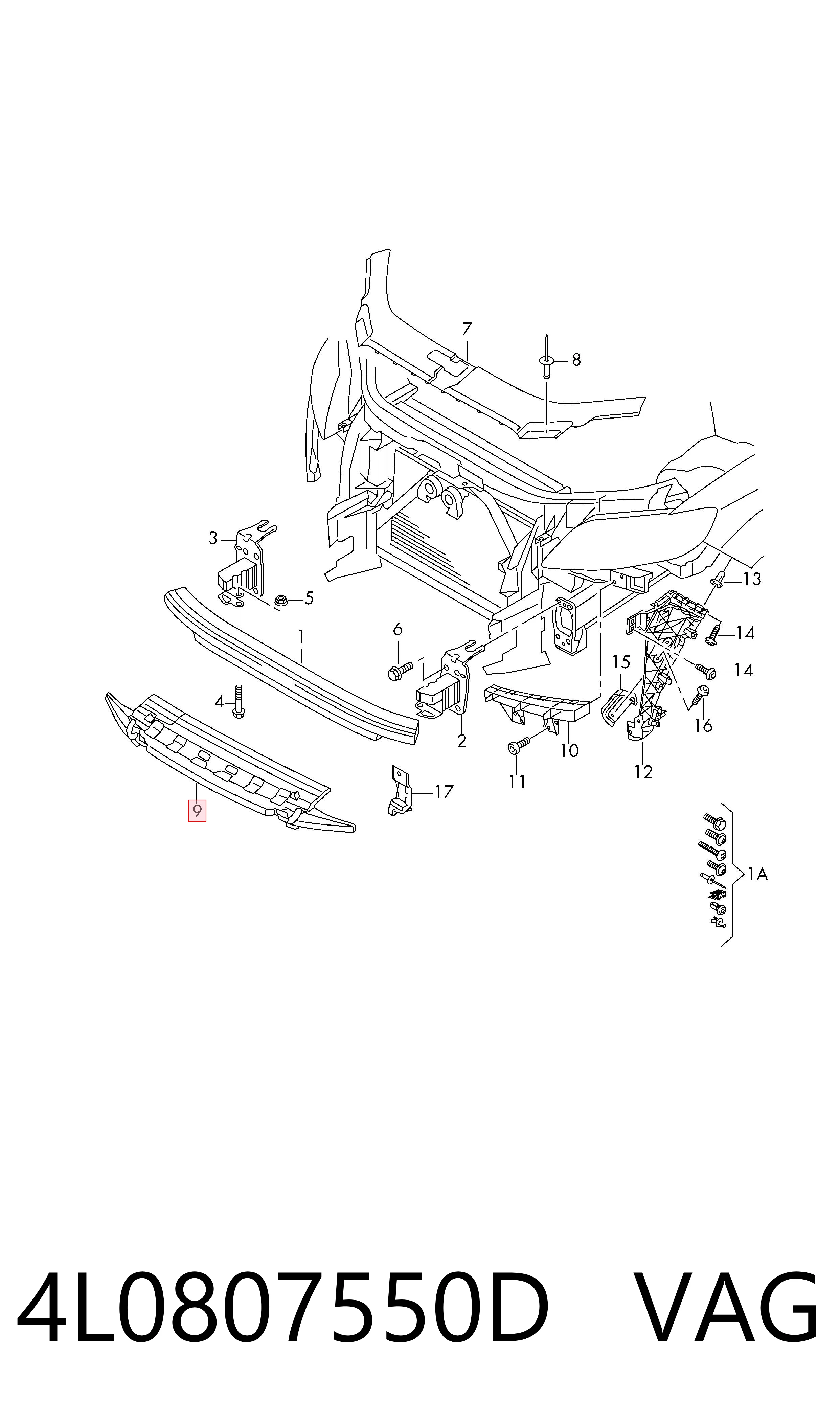 4L0807550D VAG Наполнитель бампера переднего