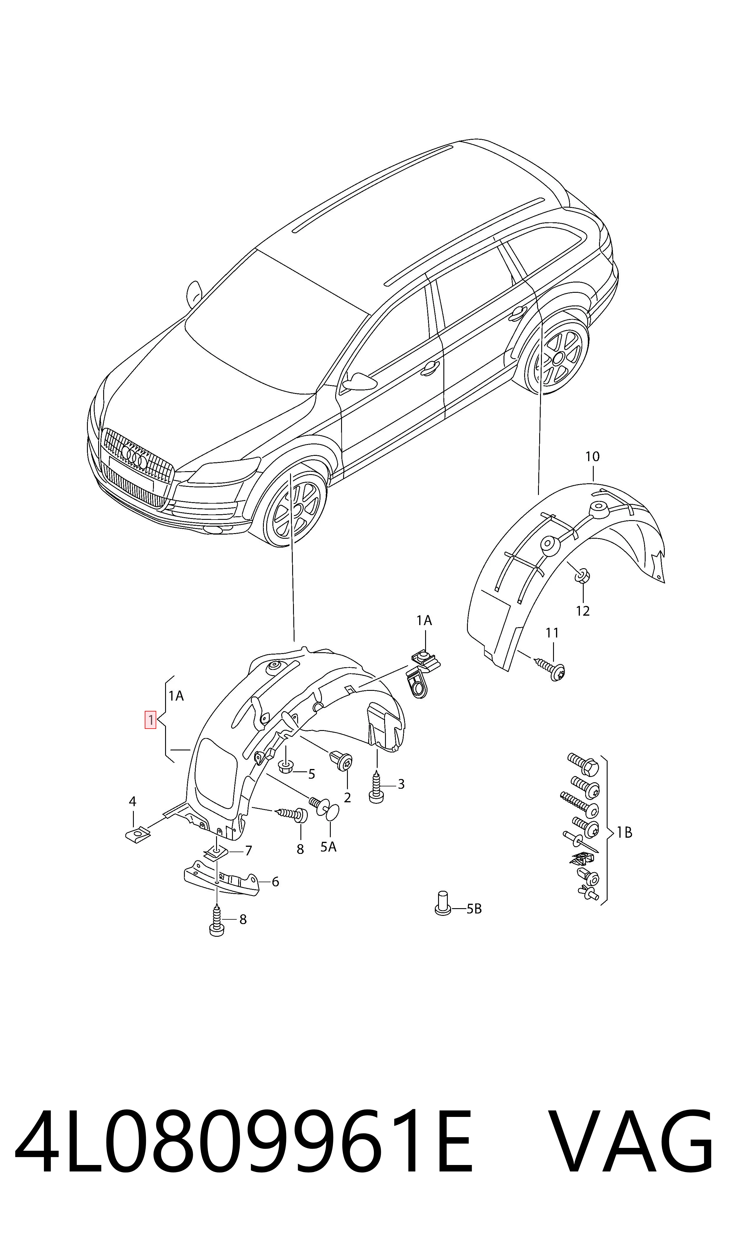 Подкрылок передний левый на Audi Q7  4LB
