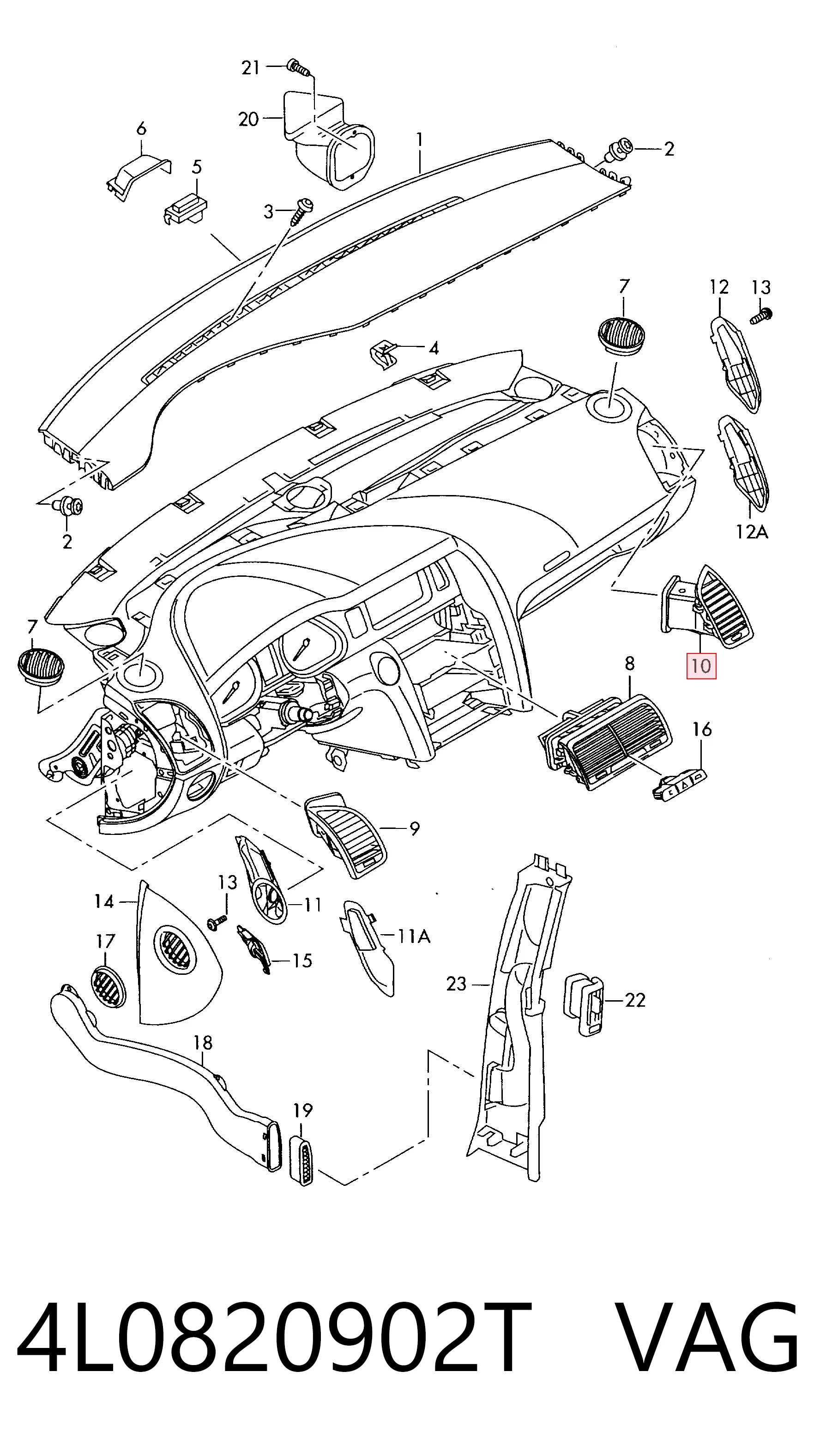 4L0820902T VAG Решетка воздуховода правая
