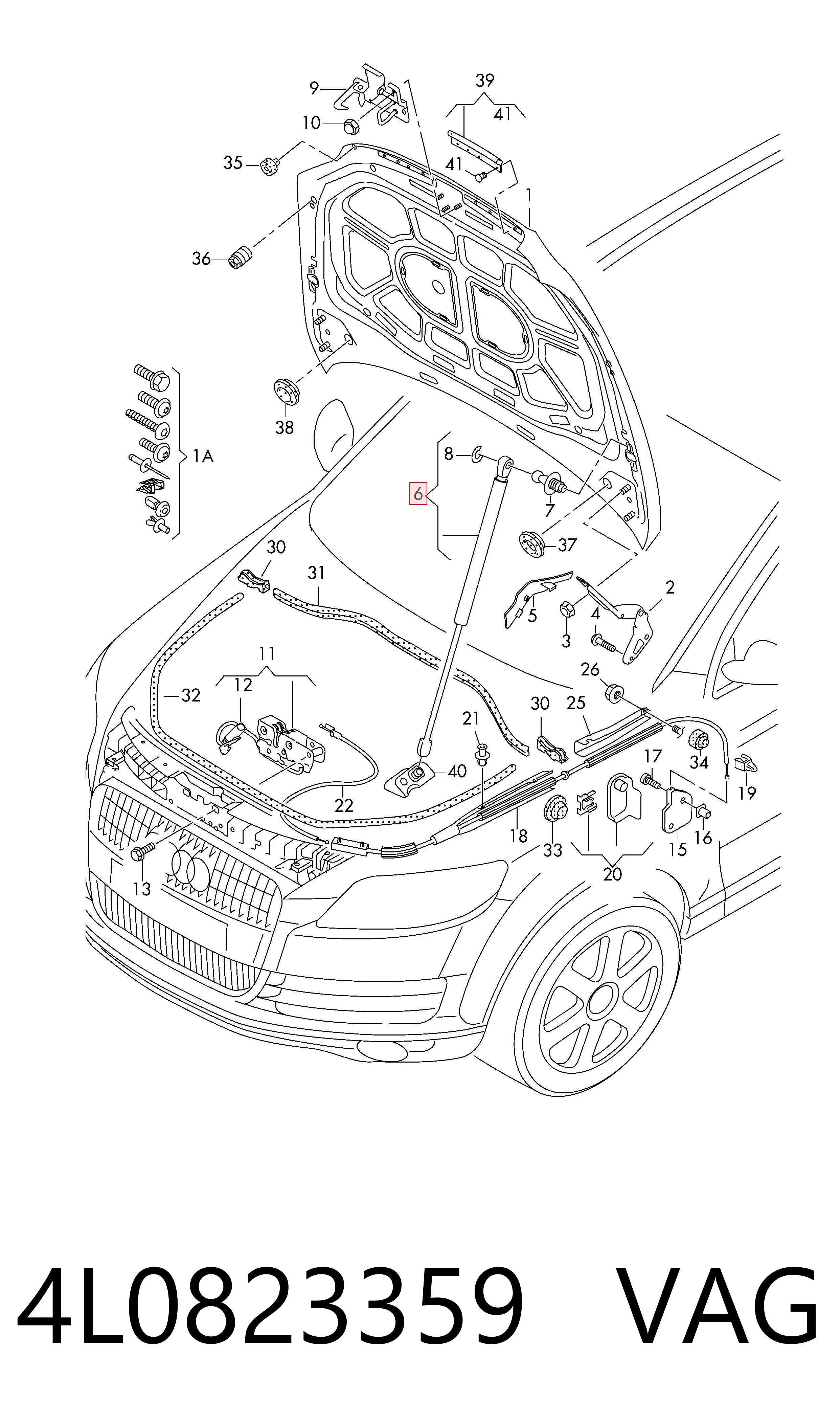 4L0823359 VAG Стойка капота