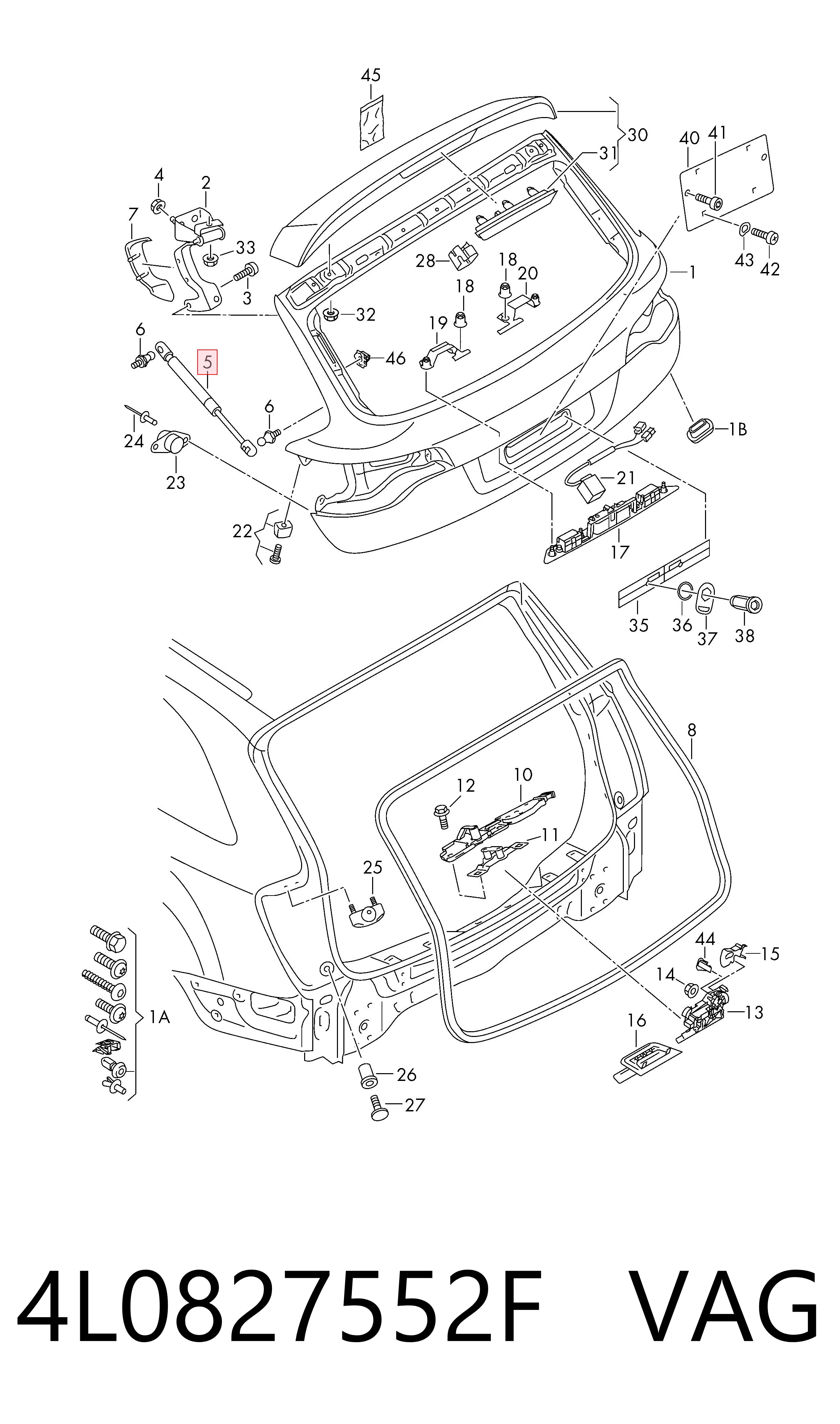 4L0827552F VAG Амортизатор крышки багажника