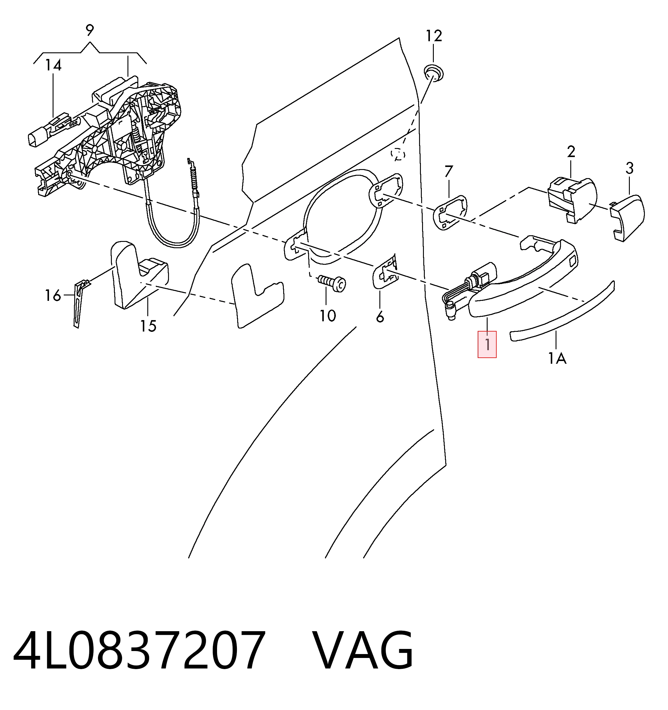 4L0837207 VAG Ручка передней двери, наружная
