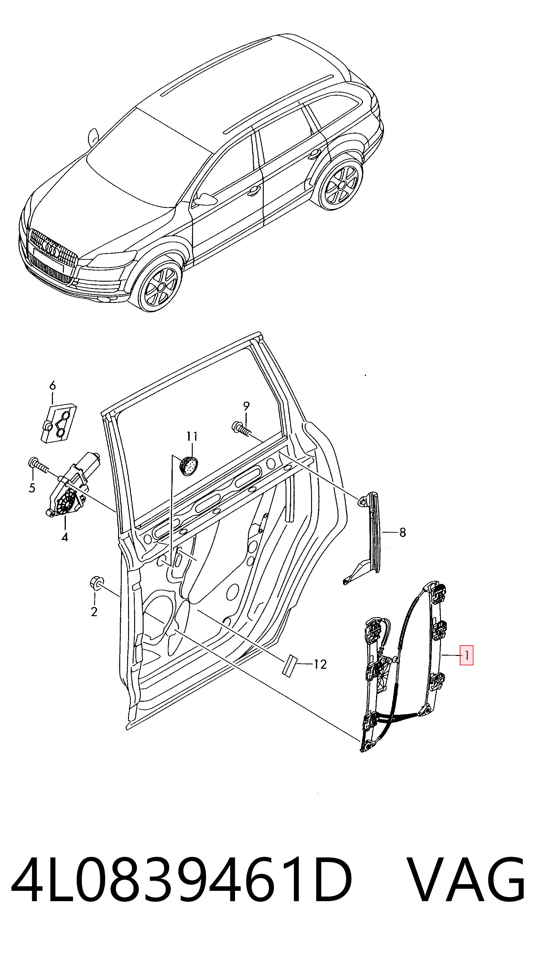 4L0839461D VAG Механизм стеклоподъемника двери задней, левой