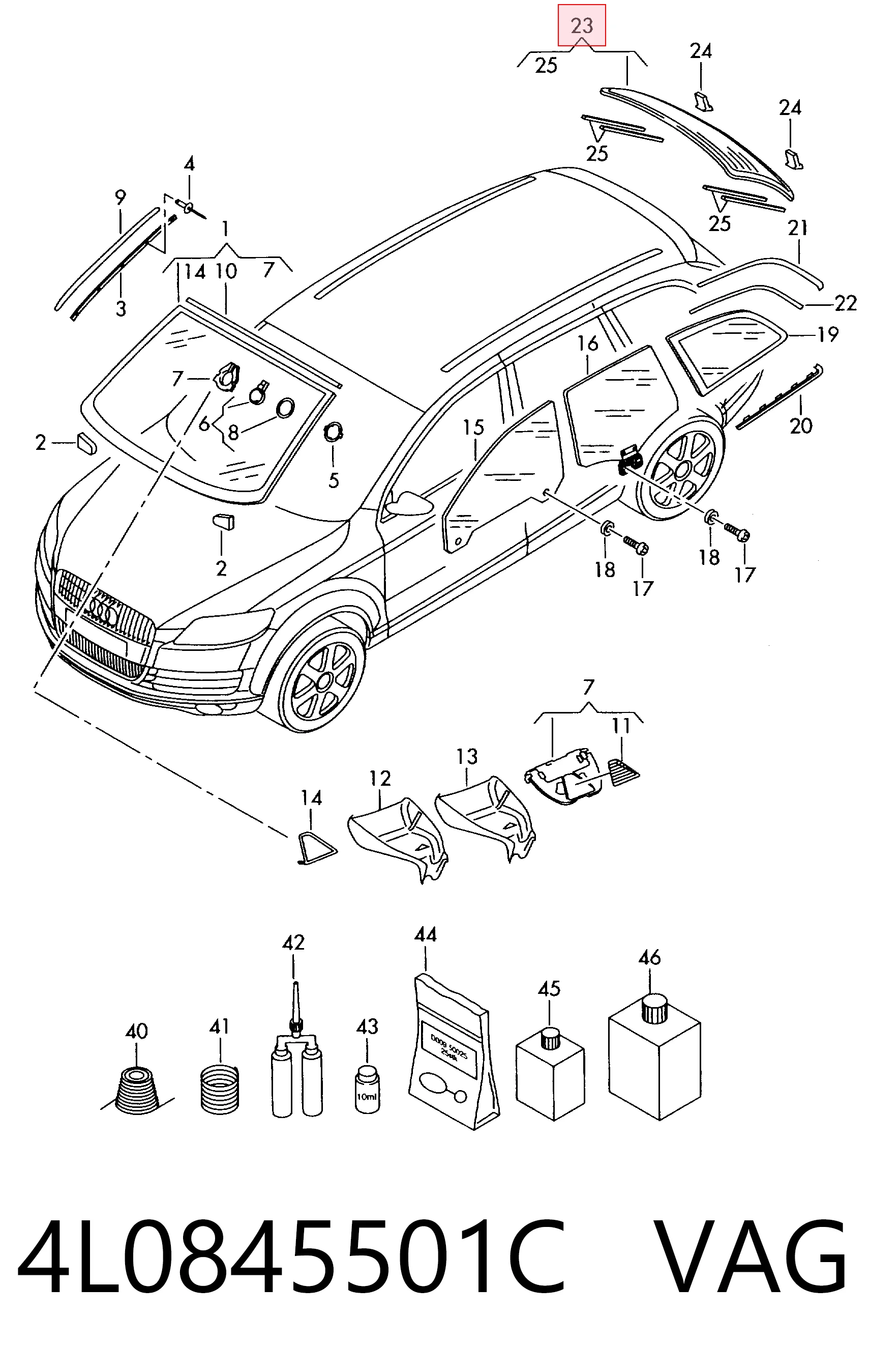 4L0845501C VAG Стекло двери задка