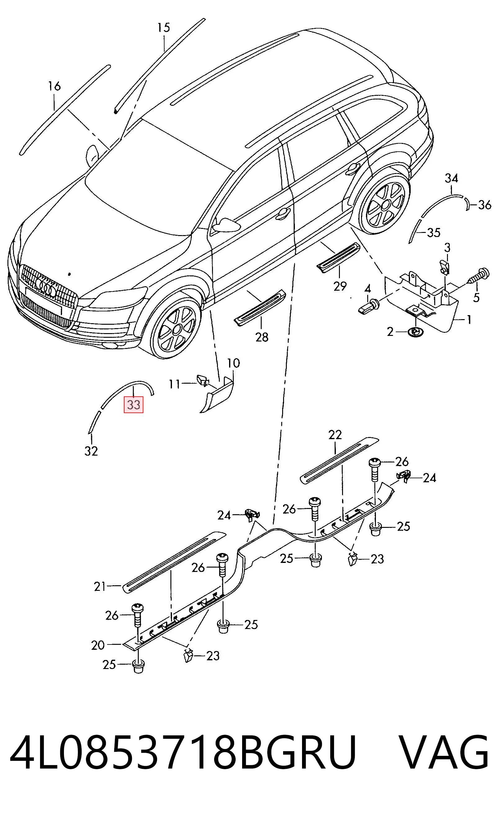 4L0853718BGRU VAG Расширитель (накладка) арки заднего крыла правый