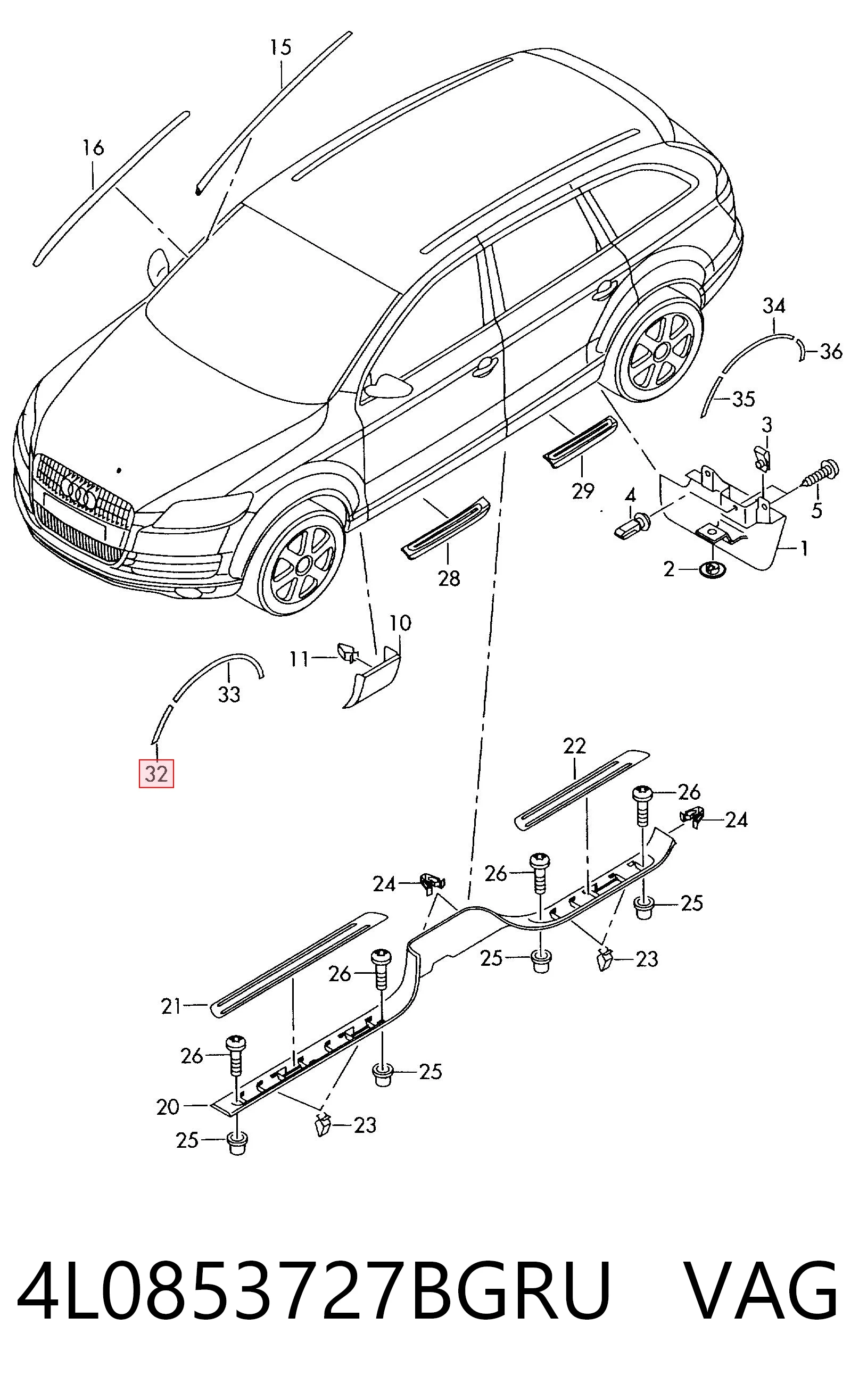 4L0853727BGRU VAG Расширитель (накладка) арки заднего крыла левый