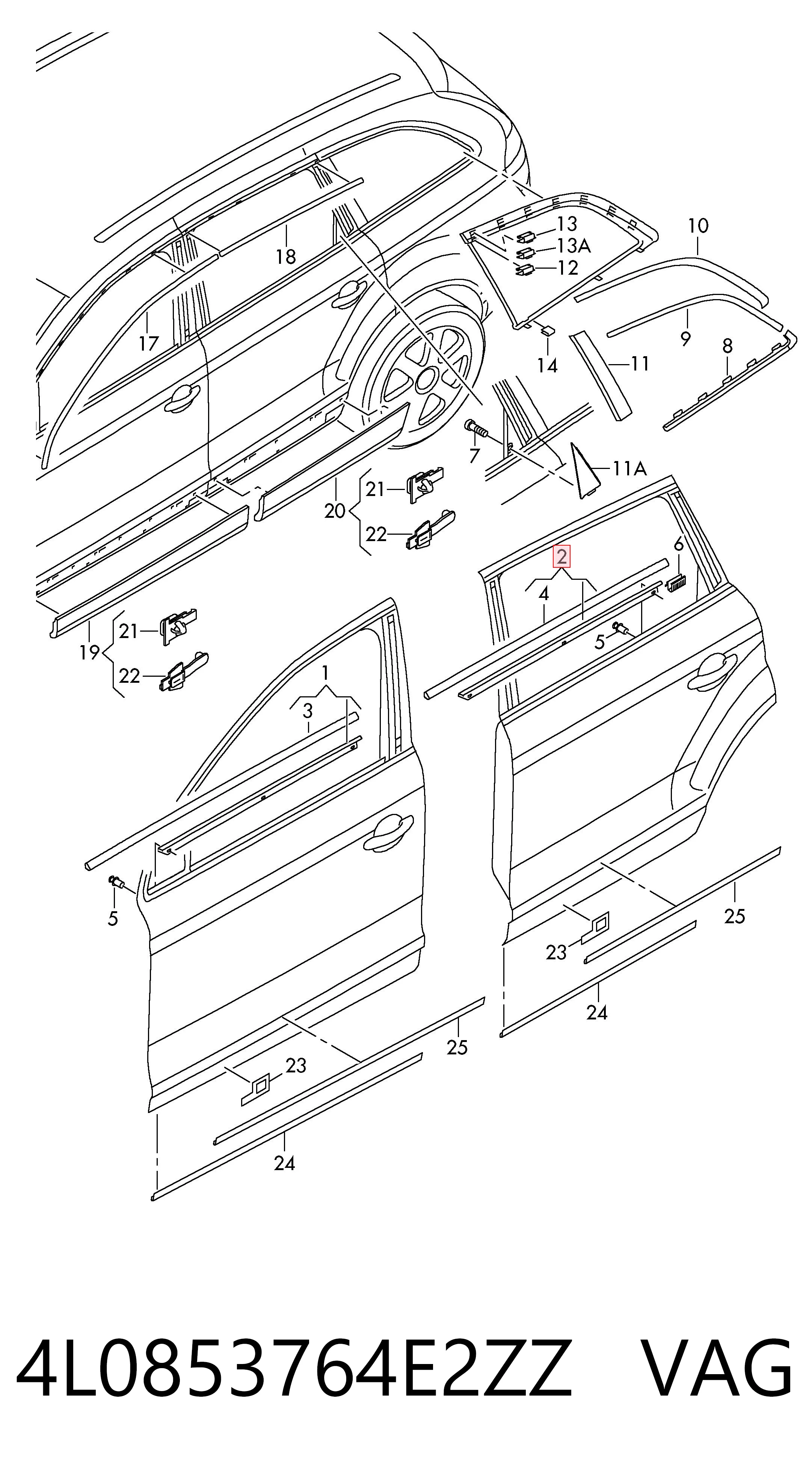 4L0853764E2ZZ VAG Накладка заднего стекла, правая