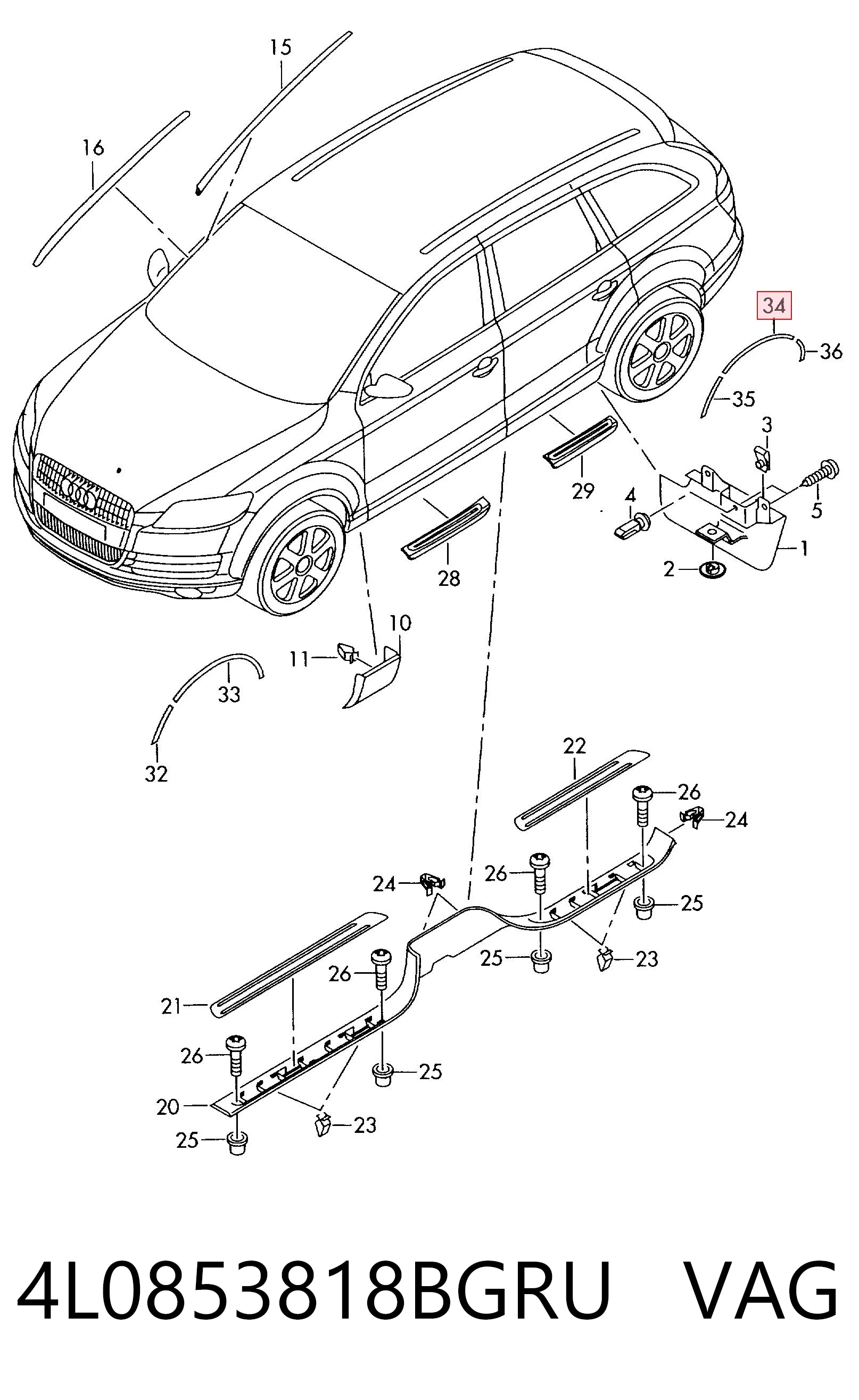 4L0853818BGRU VAG Расширитель переднего крыла, правый