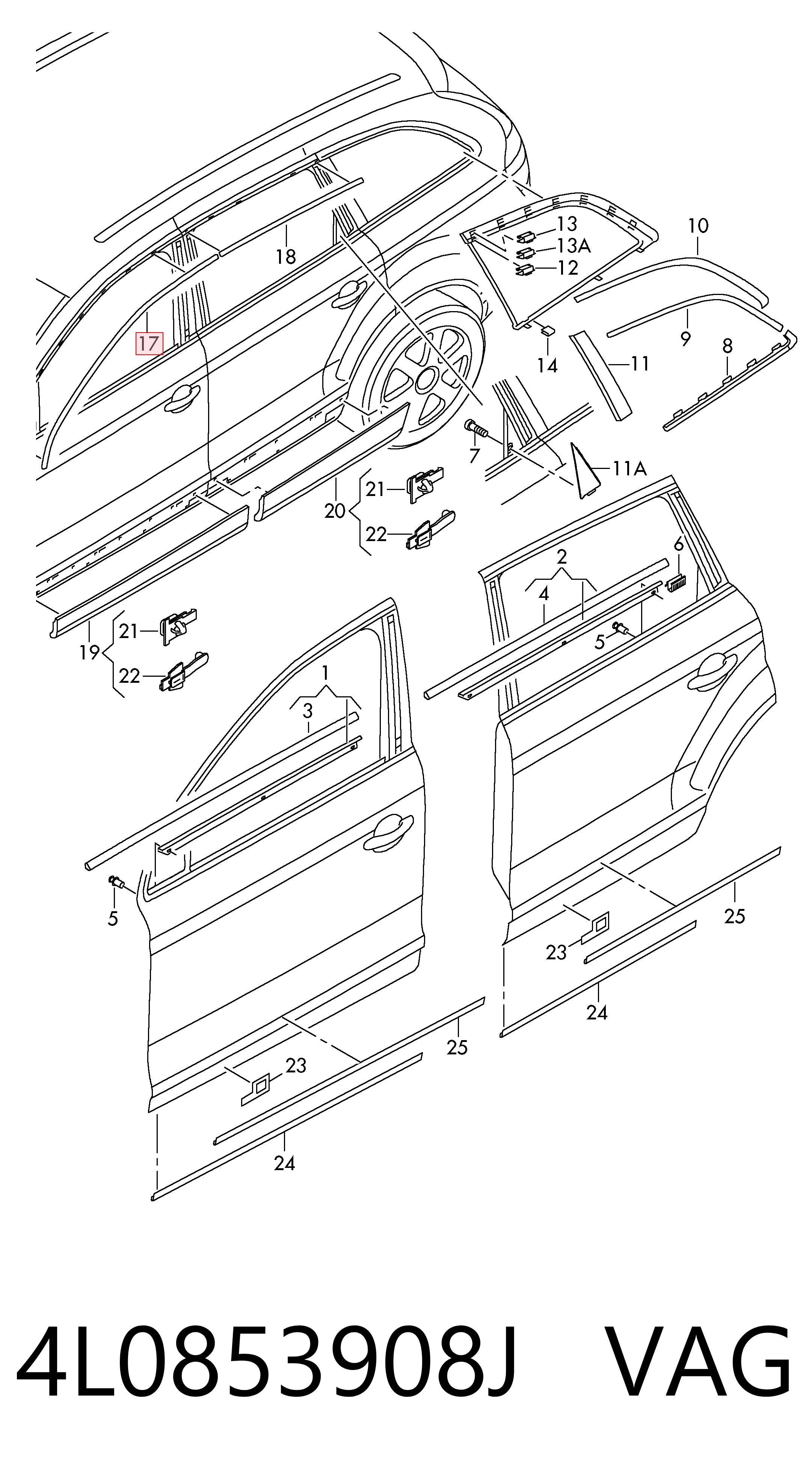 4L0853908J VAG Накладка передней правой двери
