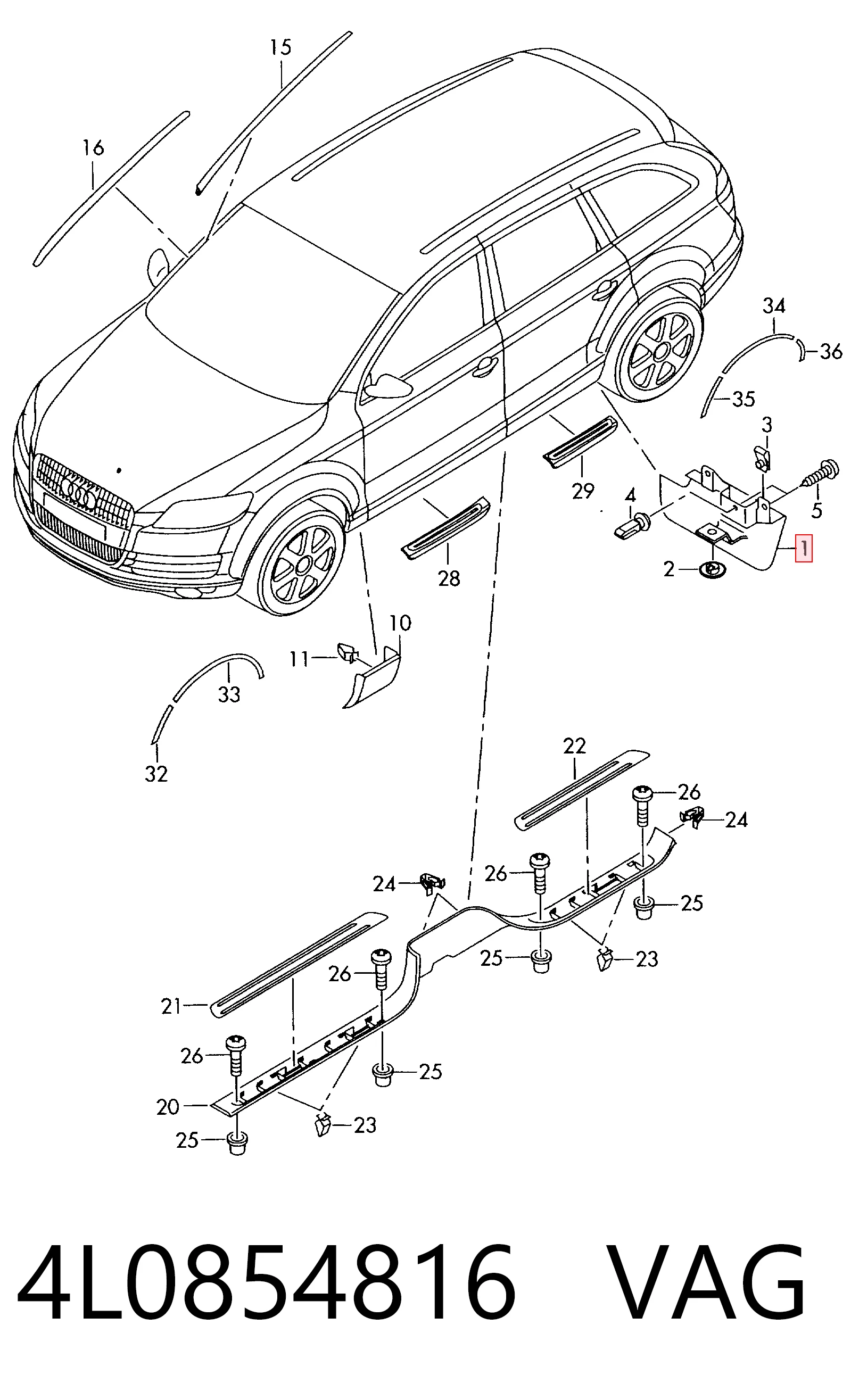 4L0854816 VAG Брызговик задний правый