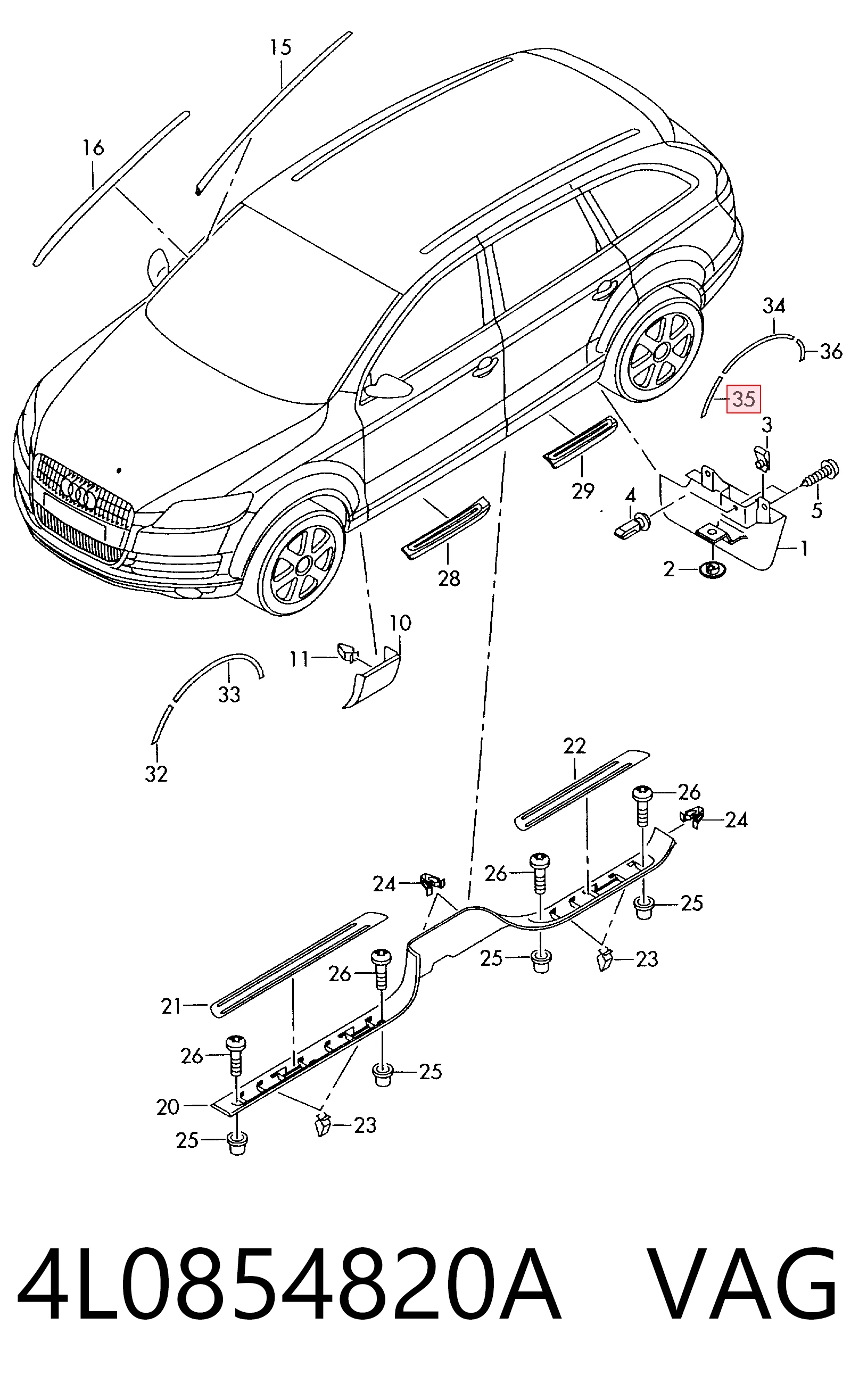4L0854820A VAG Расширитель заднего крыла, правый