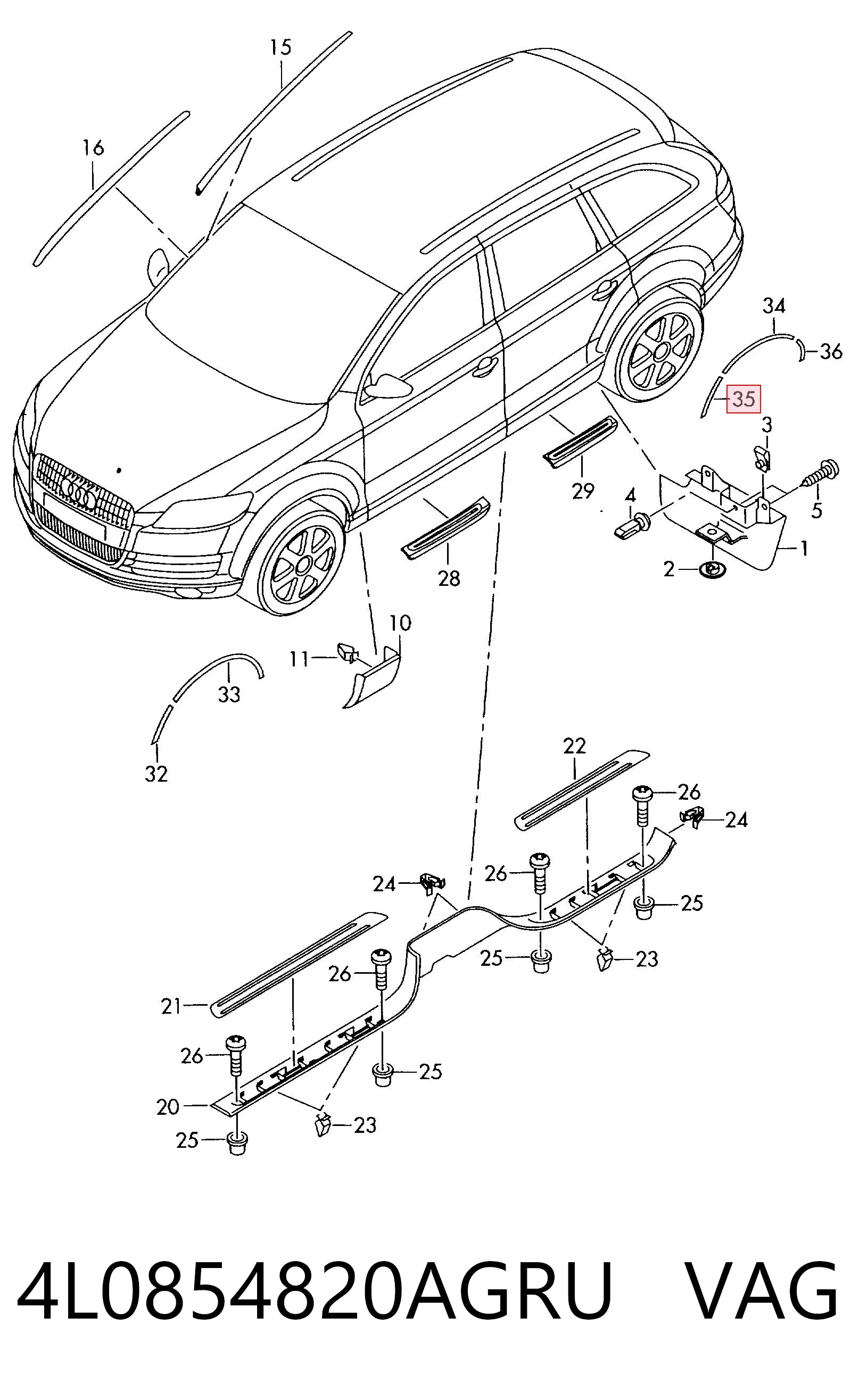 4L0854820AGRU VAG Молдинг задней арки крыла, правый
