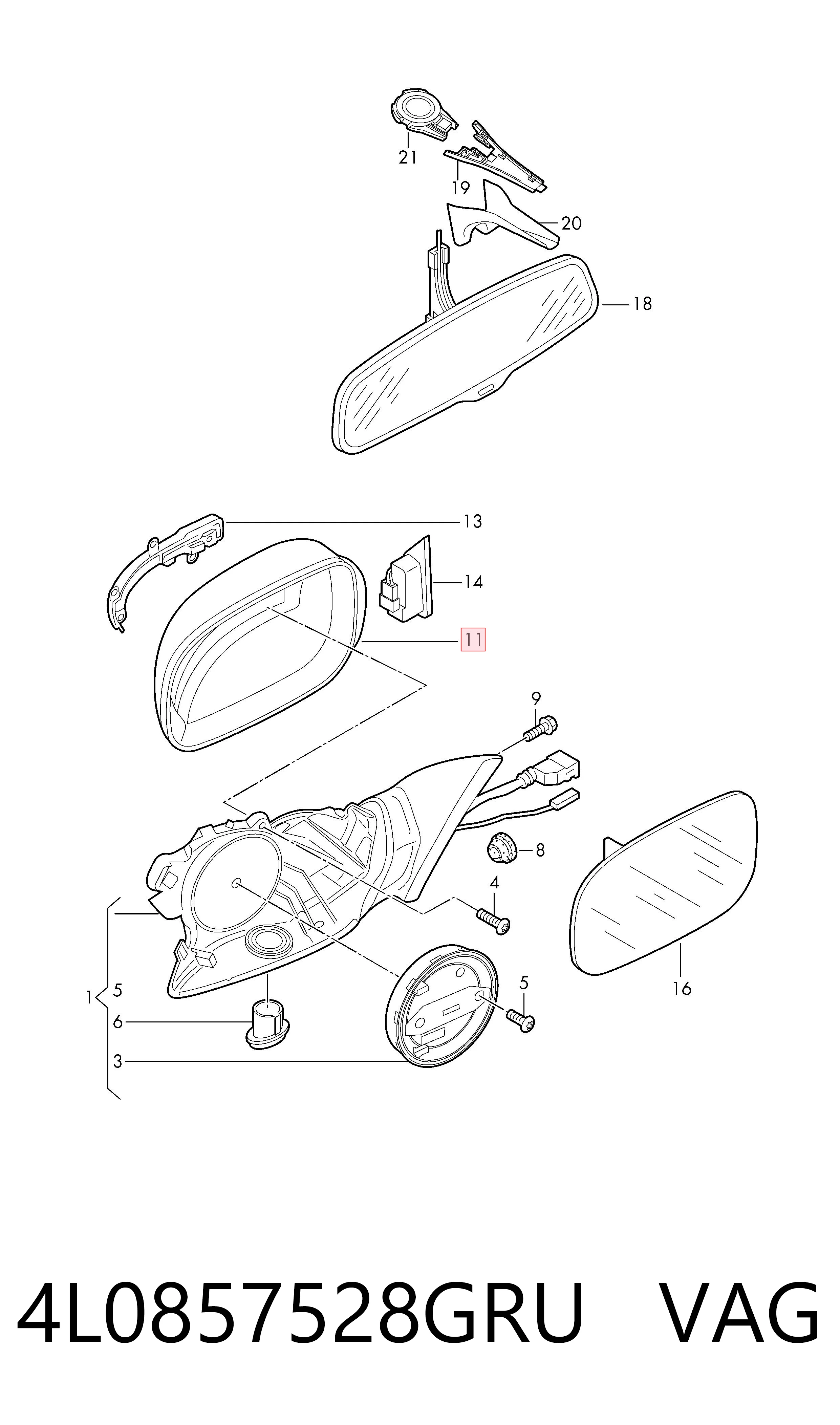 4L0857528GRU VAG Левое боковое зеркало