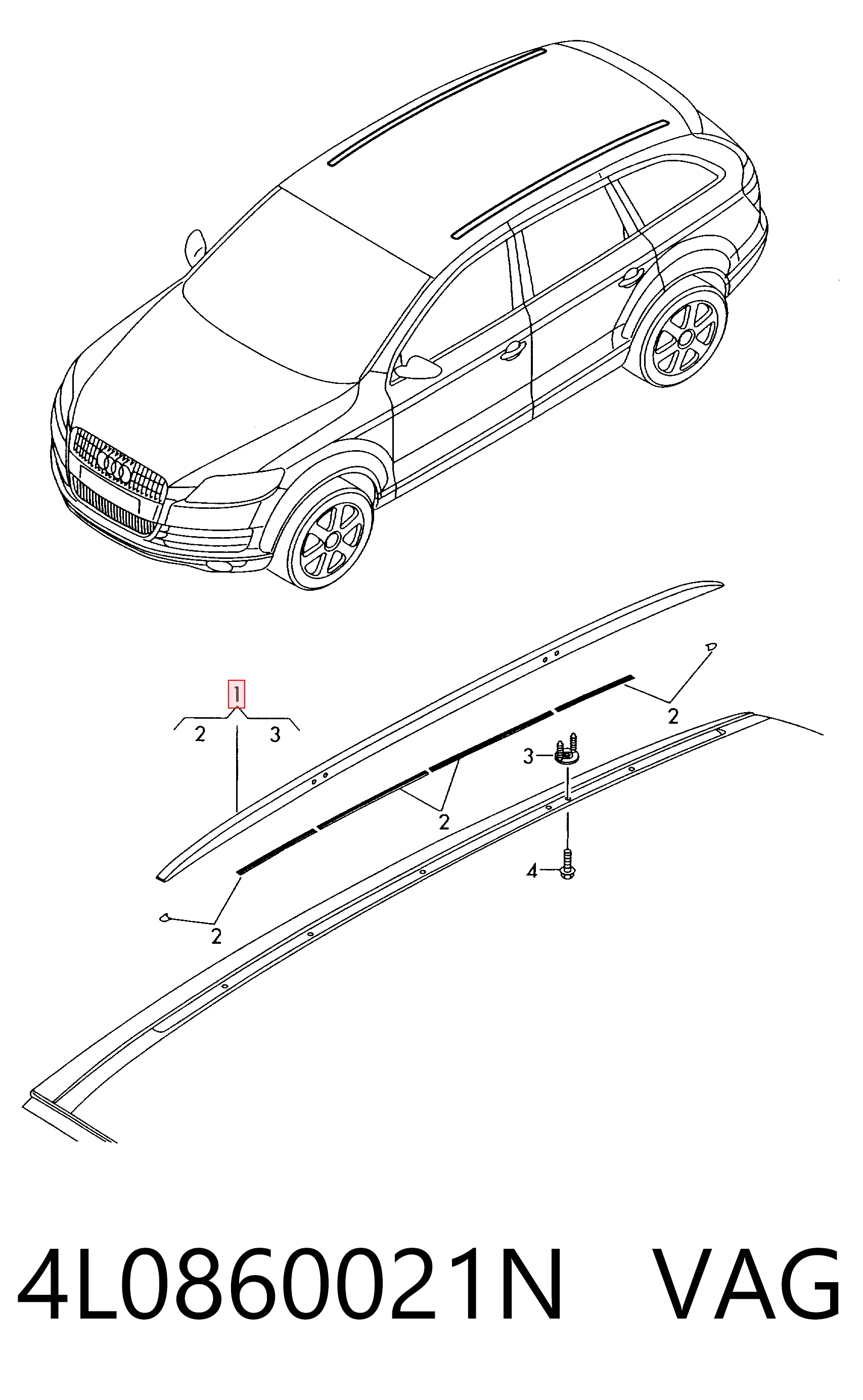 4L0860021N VAG Рейлинг крыши левый