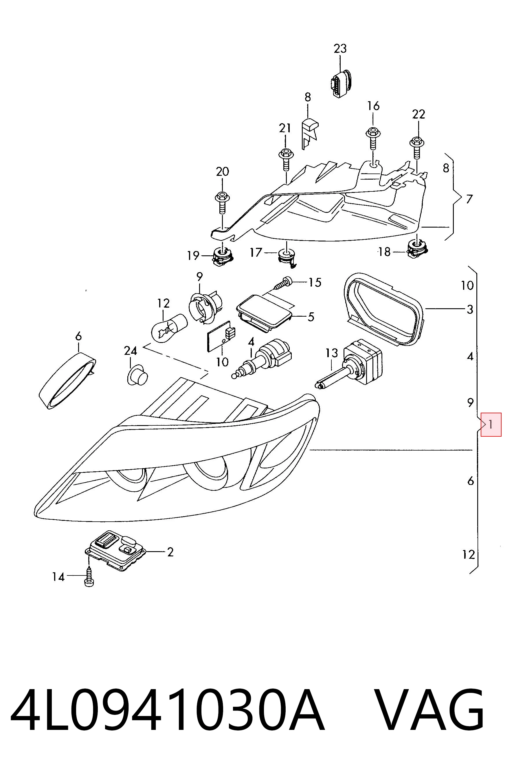 4L0941030A VAG Фара передняя правая