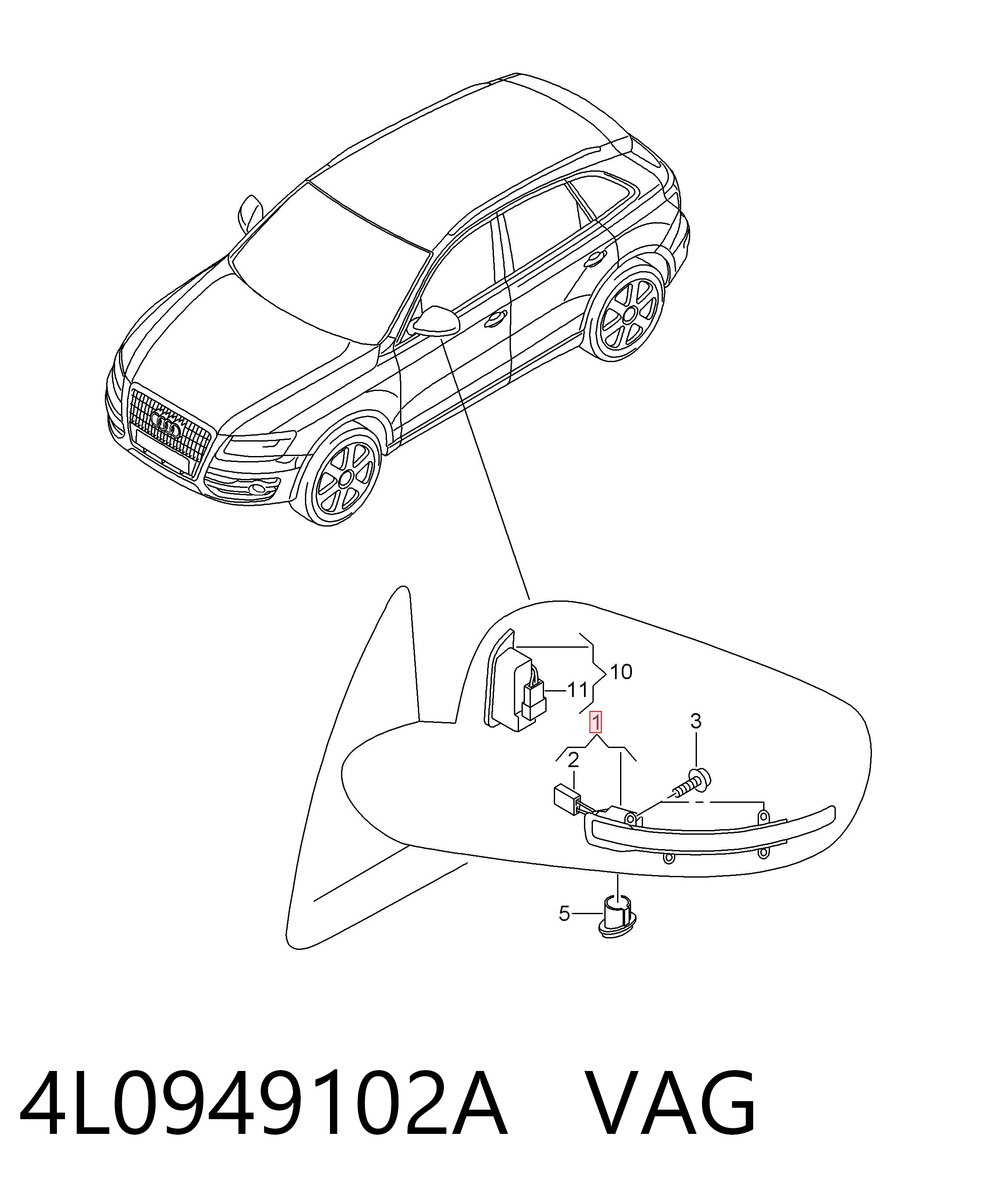 4L0949102A VAG Указатель поворота зеркала правый