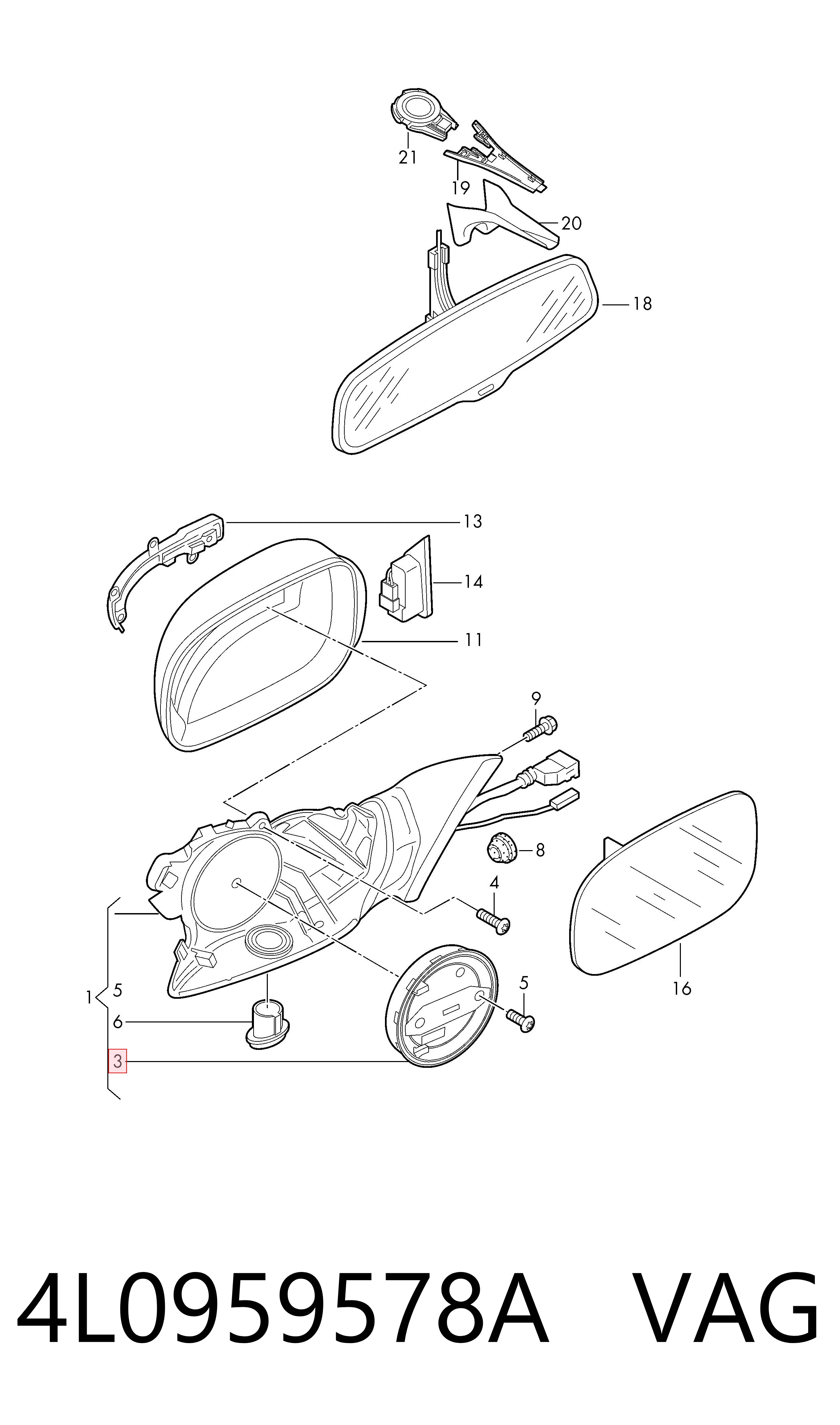 4L0959578A VAG Мотор привода линзы зеркала заднего вида, правого