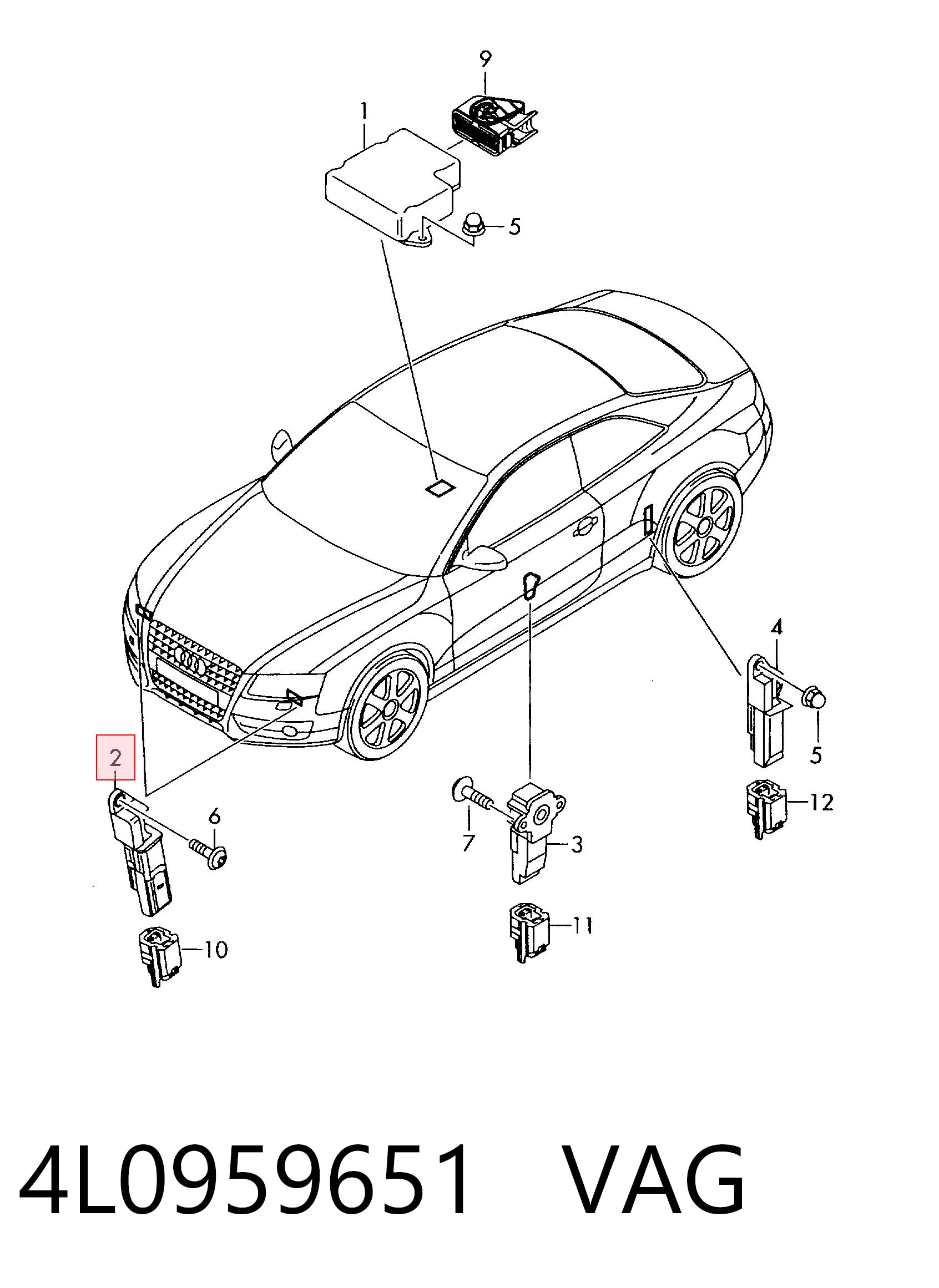 4L0959651 VAG Датчик AIRBAG передний