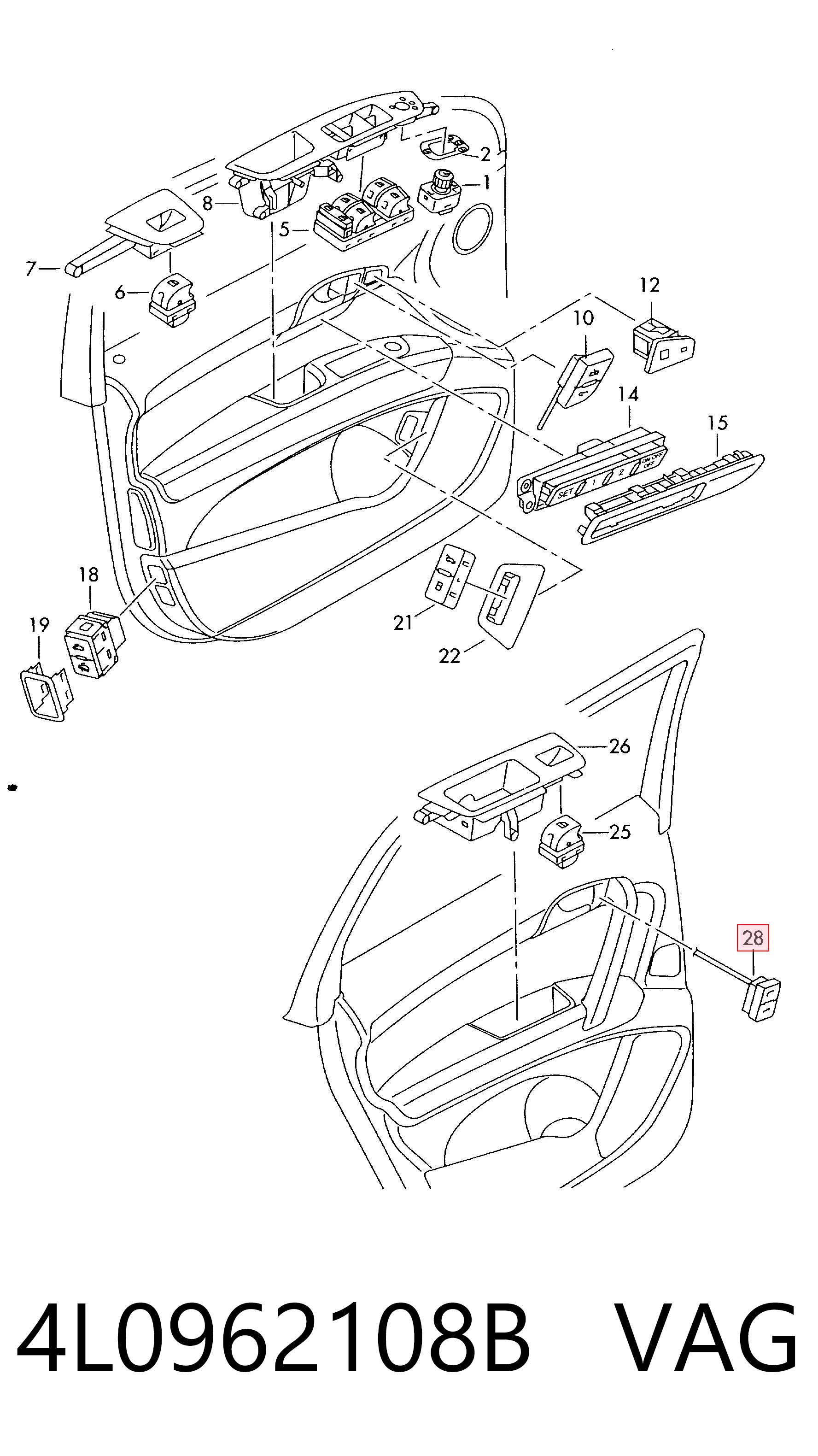 4L0962108B VAG Кнопка центрального замка