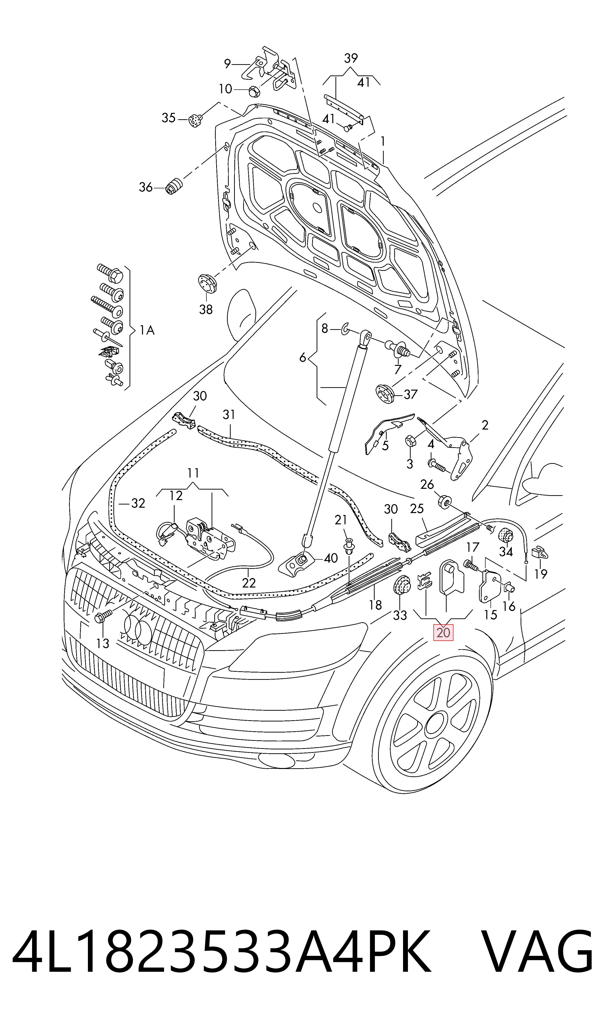 4L1823533A4PK VAG Рычаг открывания капота