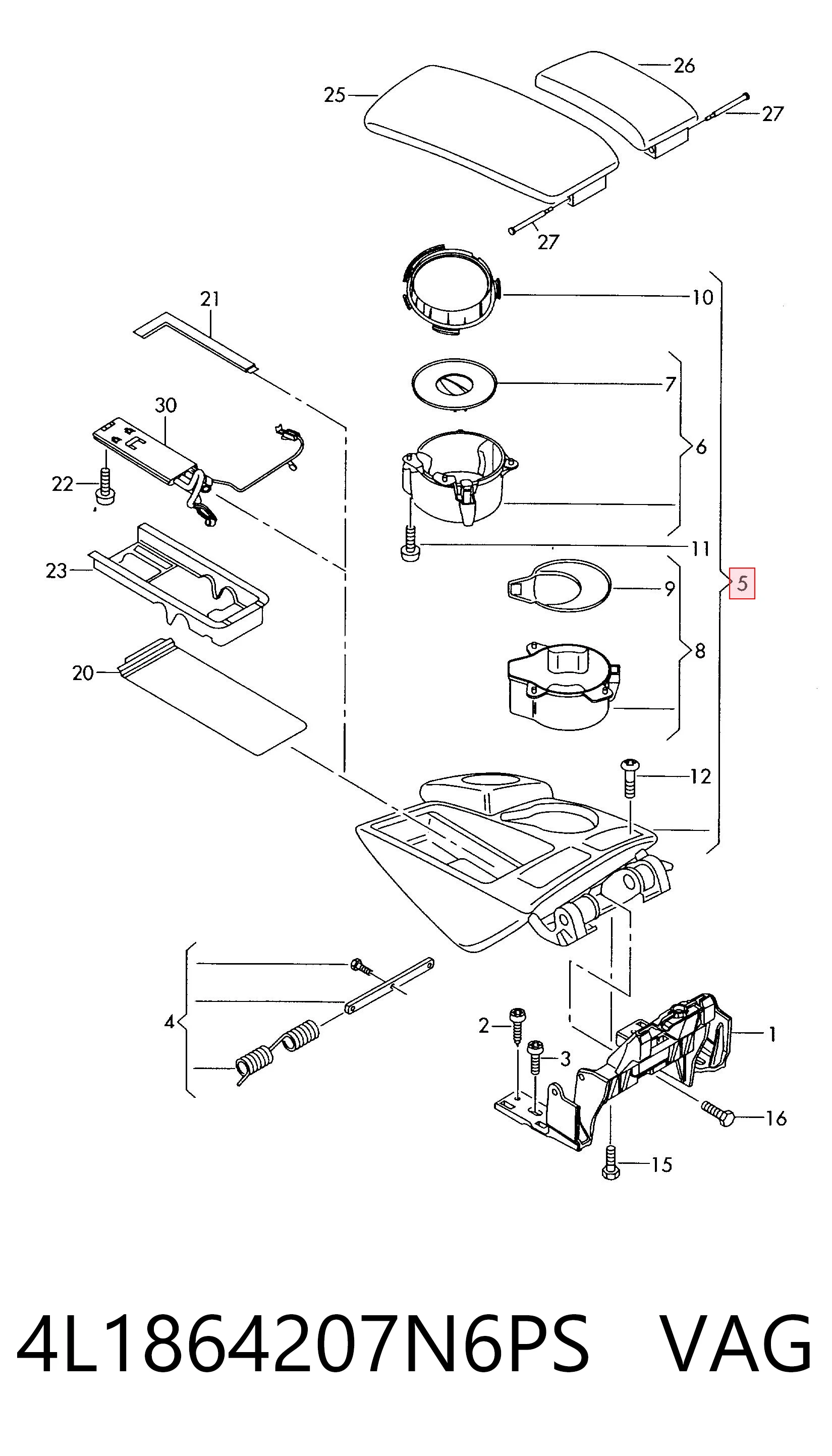 4L1864207N6PS VAG Крышка подлокотника