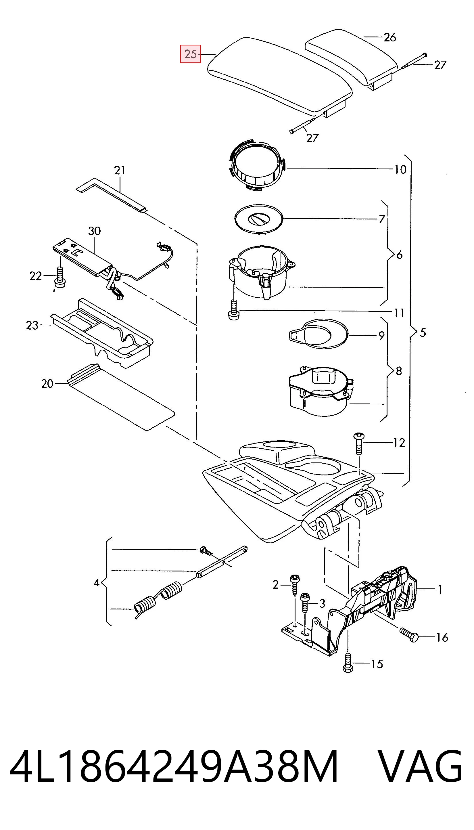 4L1864249A38M VAG Крышка подлокотника