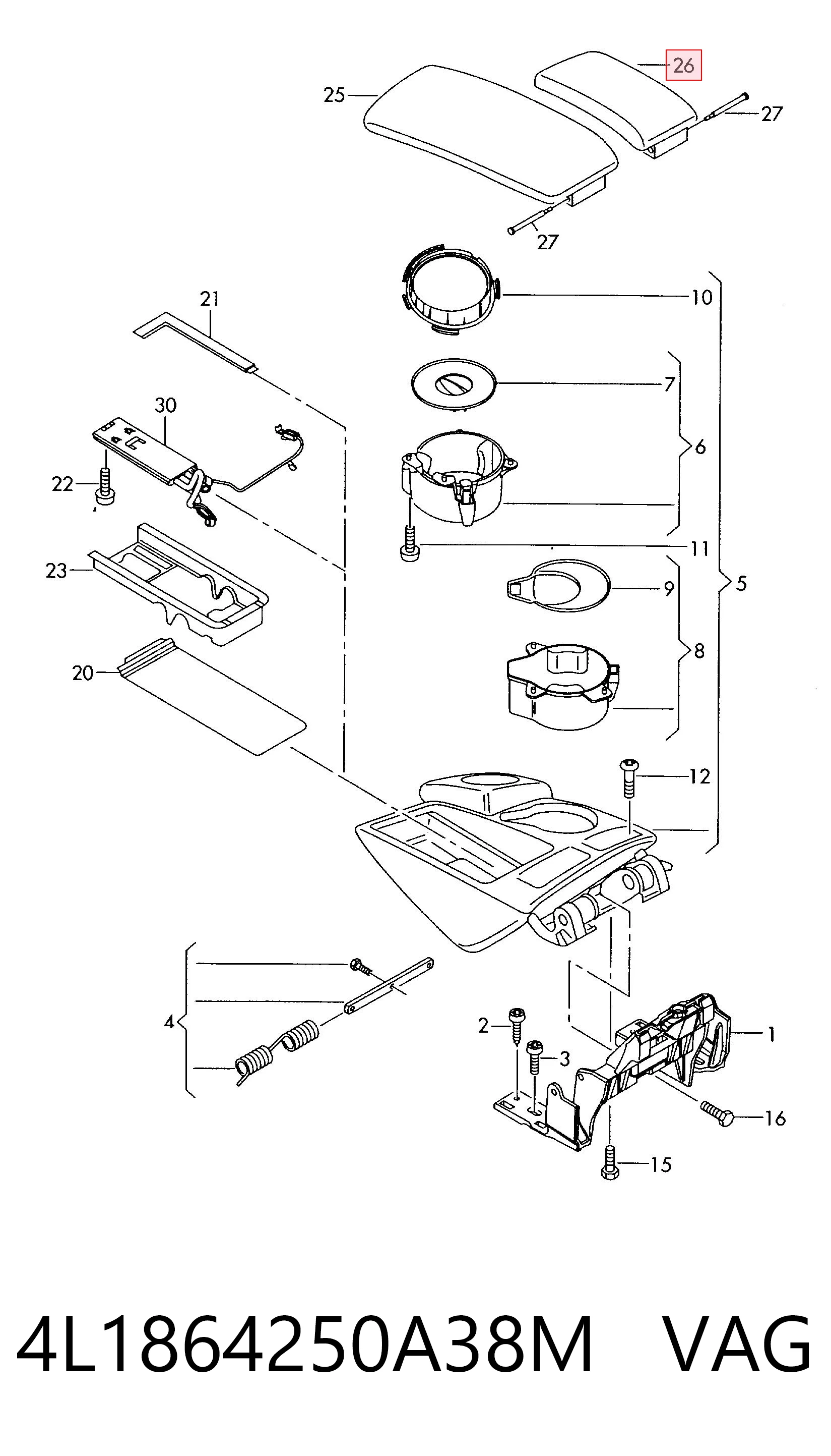 4L1864250A38M VAG Крышка подлокотника