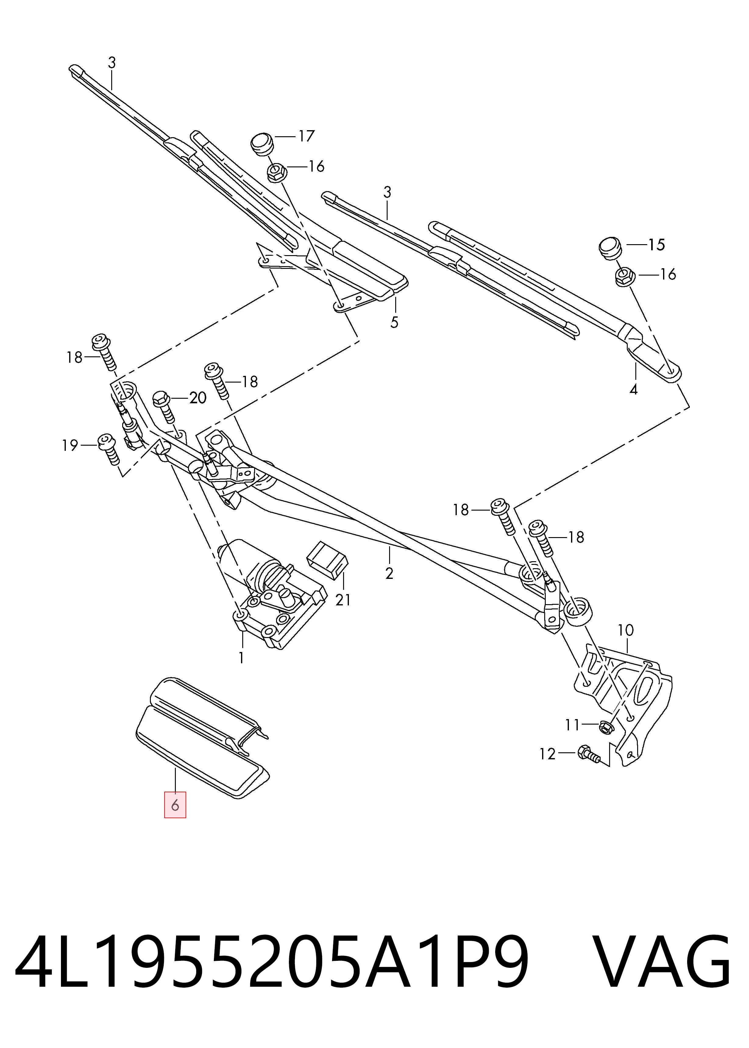 4L1955205A1P9 VAG Заглушка гайки крепления поводка переднего дворника