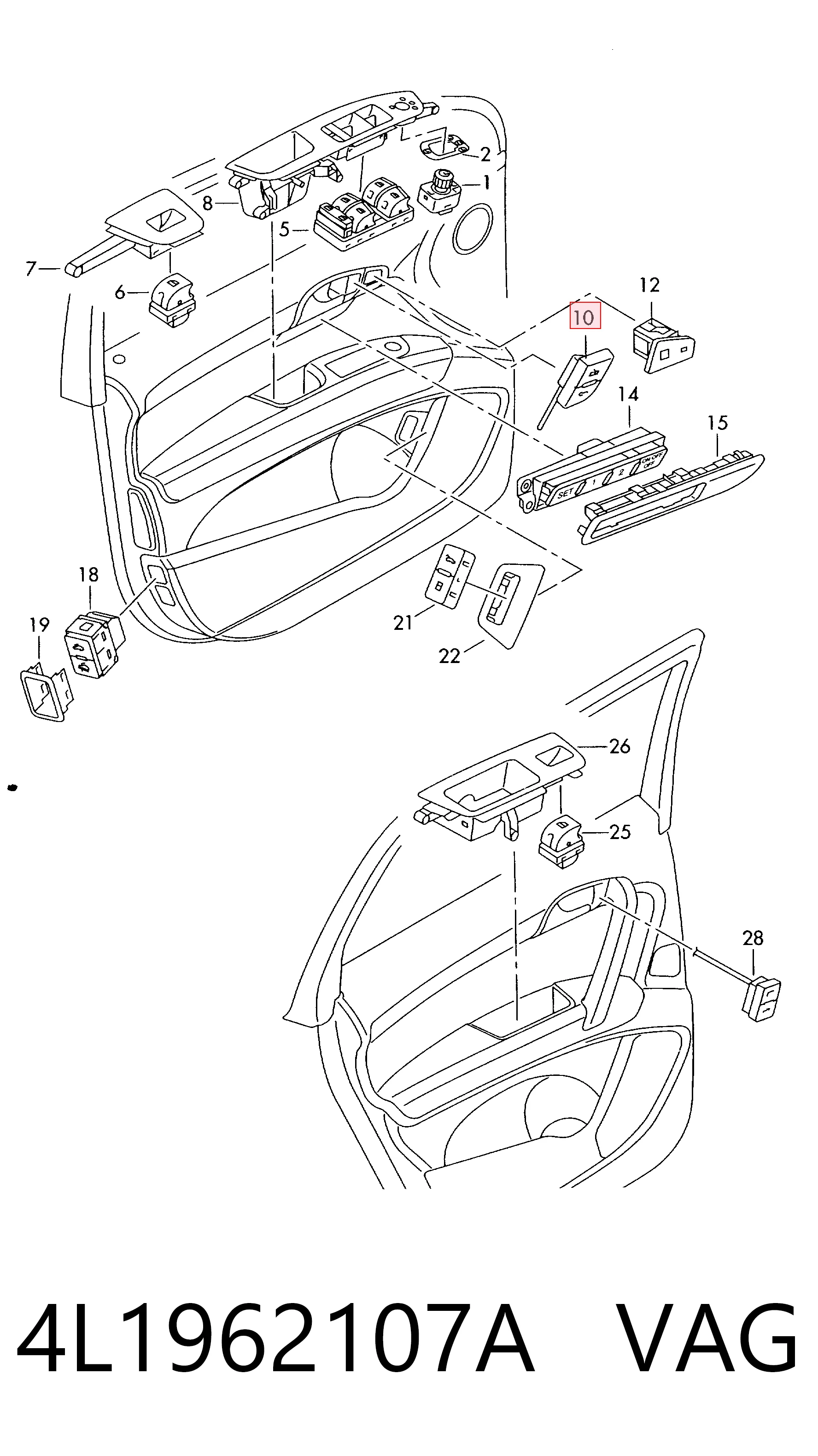 4L1962107A VAG Кнопка блокировки замка двери