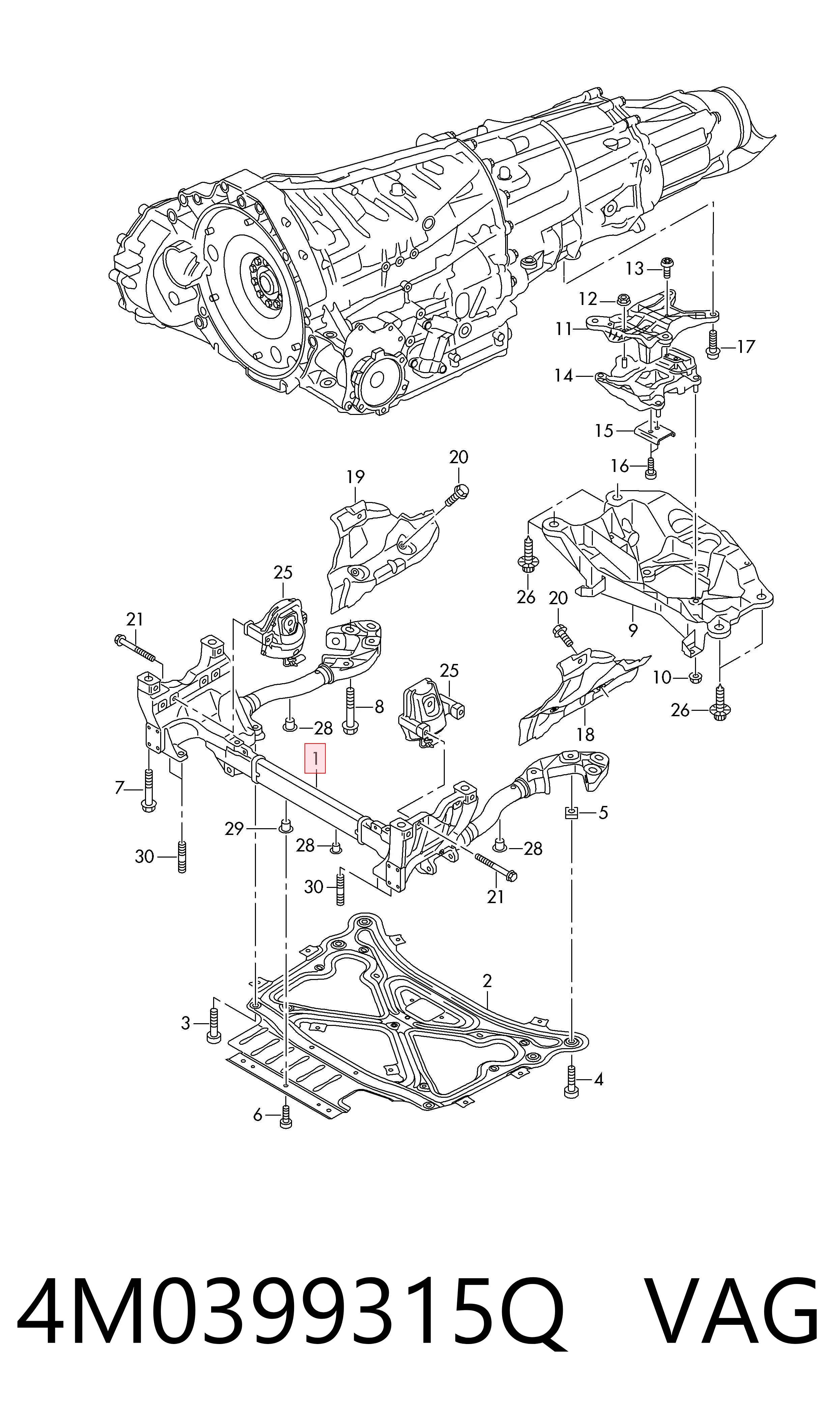 Подрамник передней подвески на Audi Q7  4MB, 4MG, 4MQ