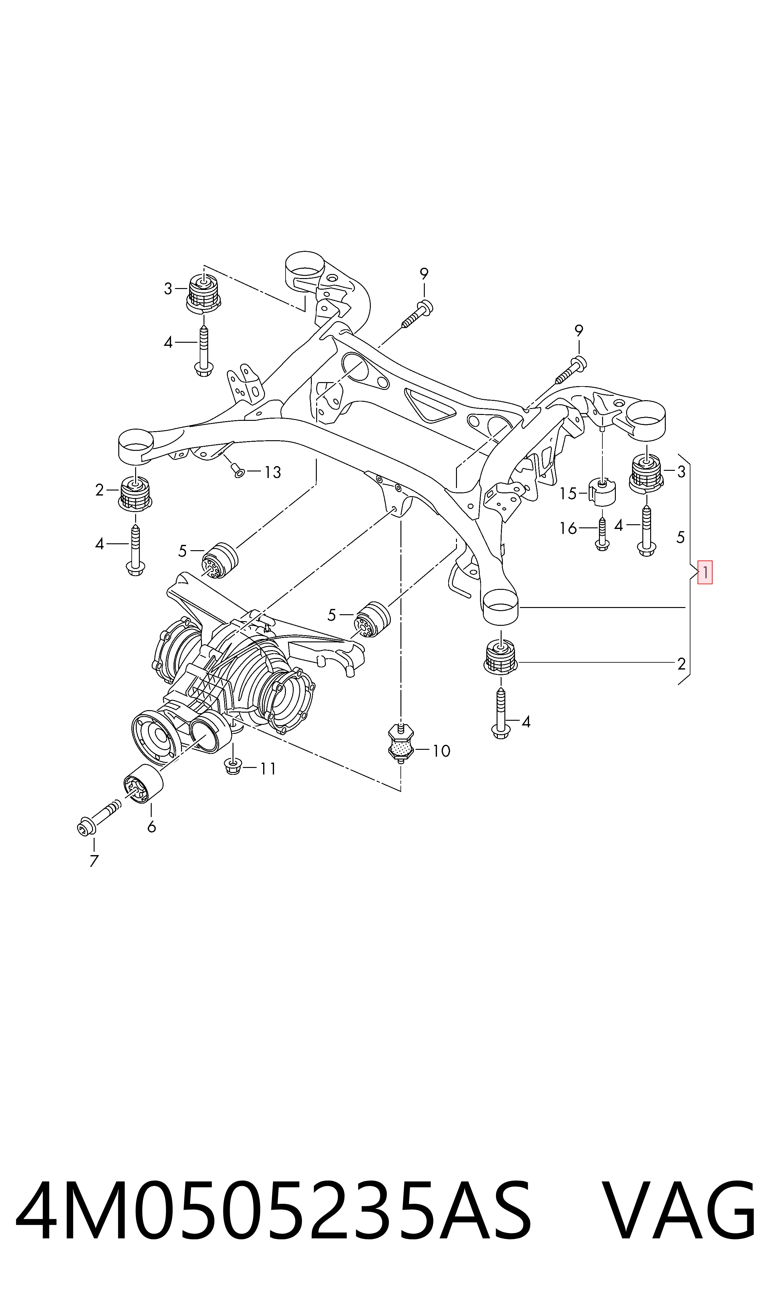 Подрамник задней подвески на Audi Q7  4MB, 4MG, 4MQ