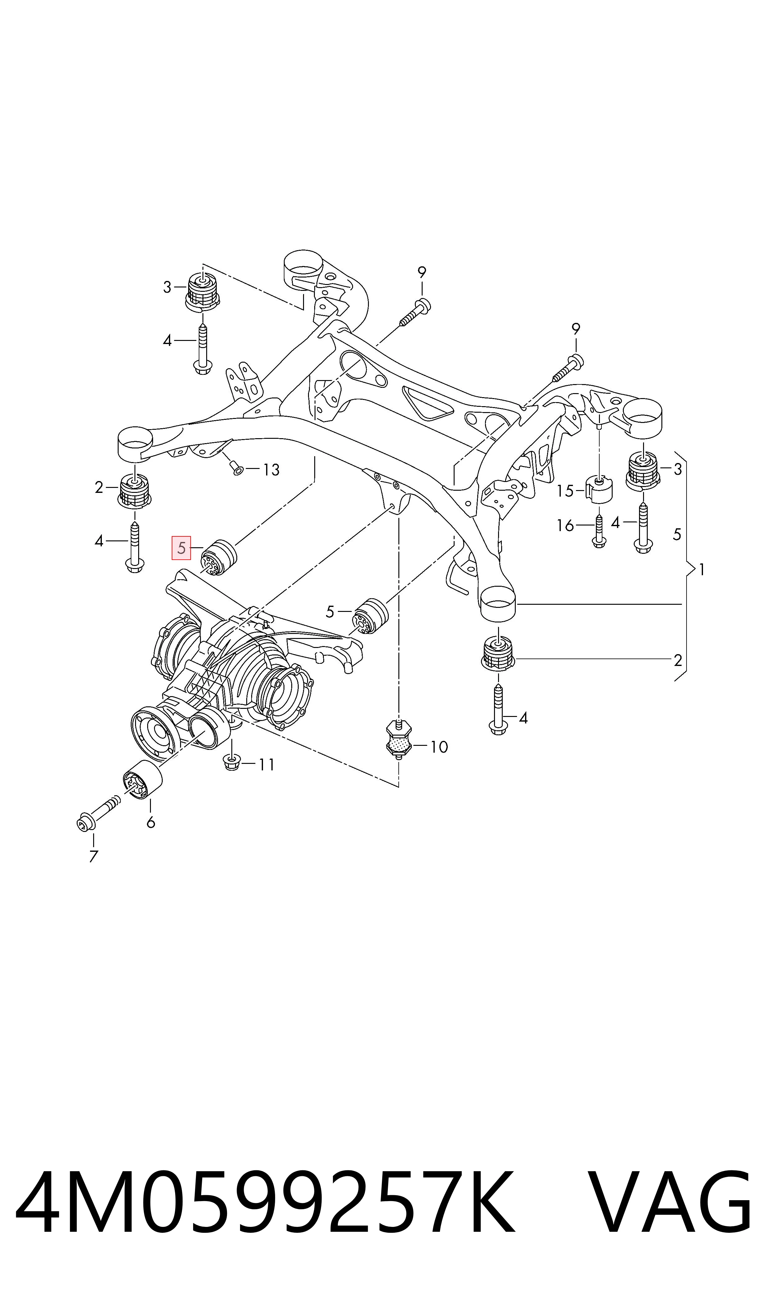 Сайлентблок балки моста на Audi Q7  4MB, 4MG, 4MQ